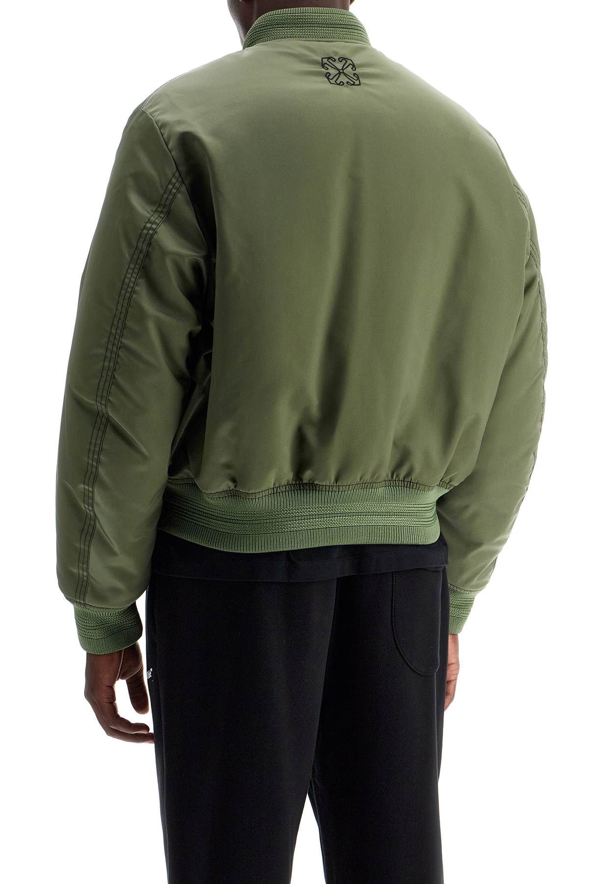 Shop Off-white Padded Nylon Bomber Jacket In Khaki