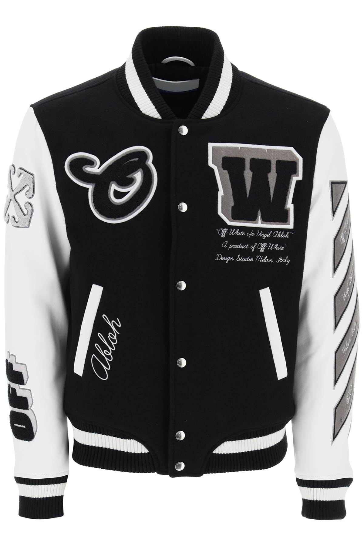 Shop Off-white Lea Varsity Bomber Jacket In White