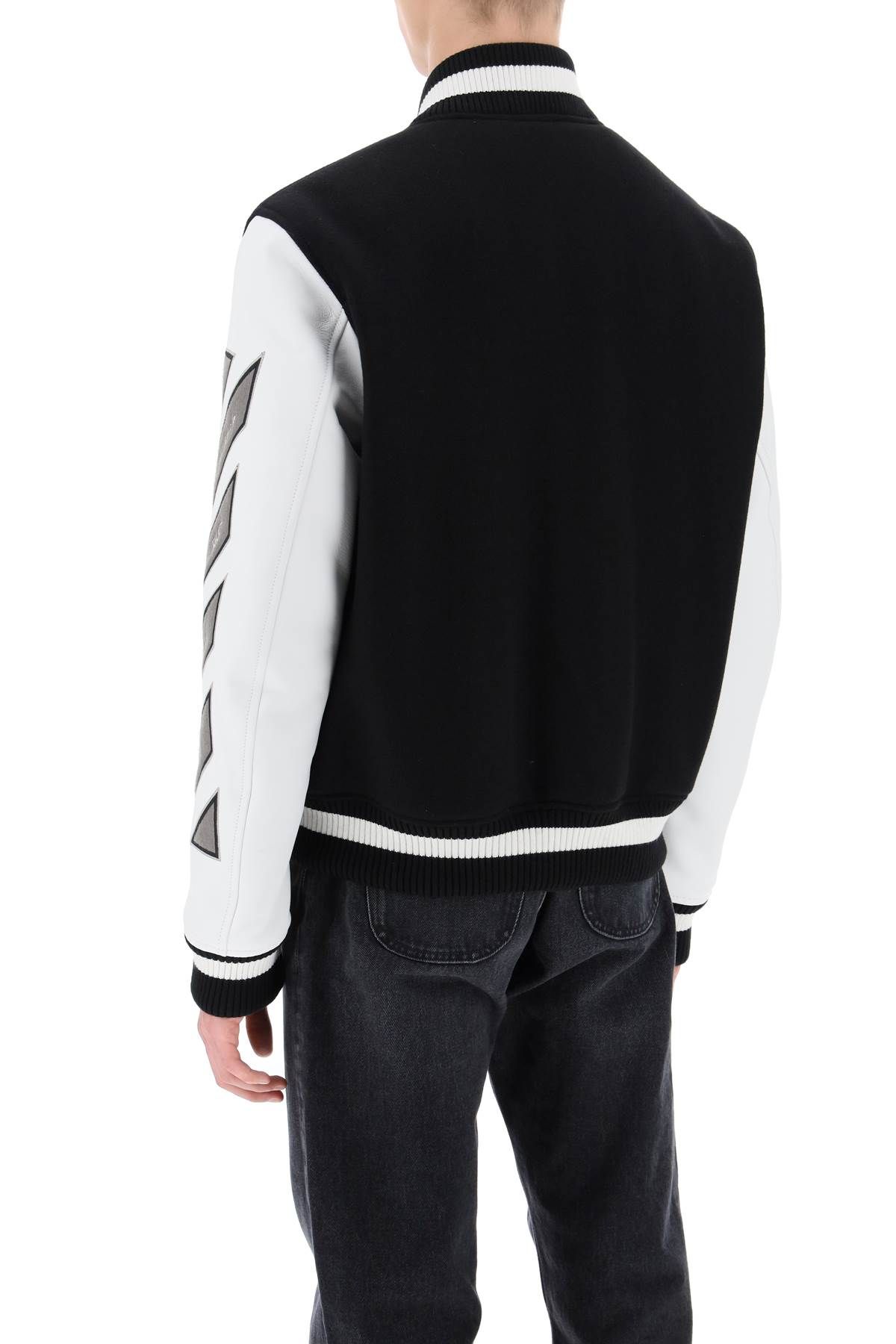 Shop Off-white Lea Varsity Bomber Jacket In White