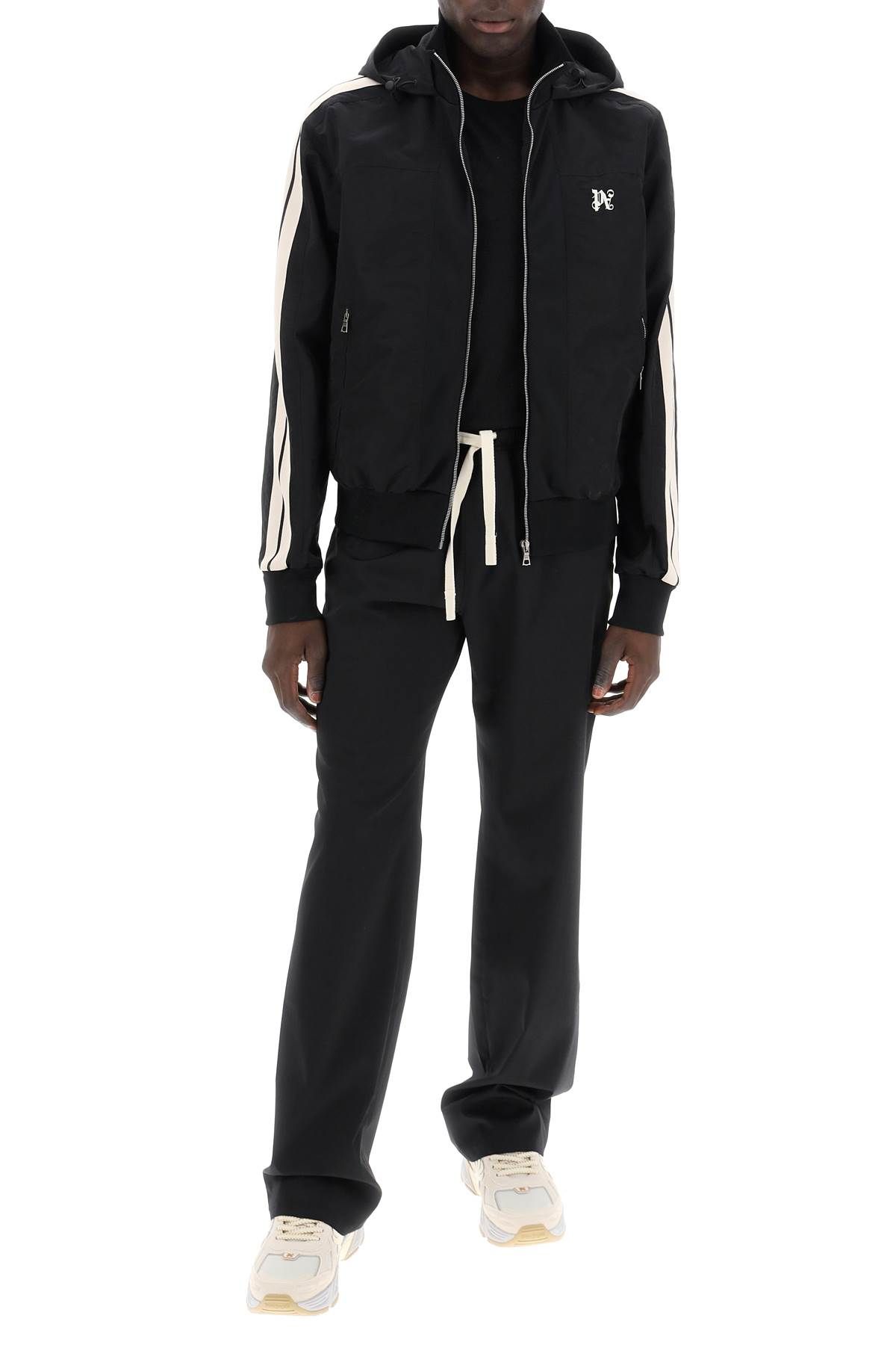 Shop Palm Angels Hooded Bomber Jacket In Black