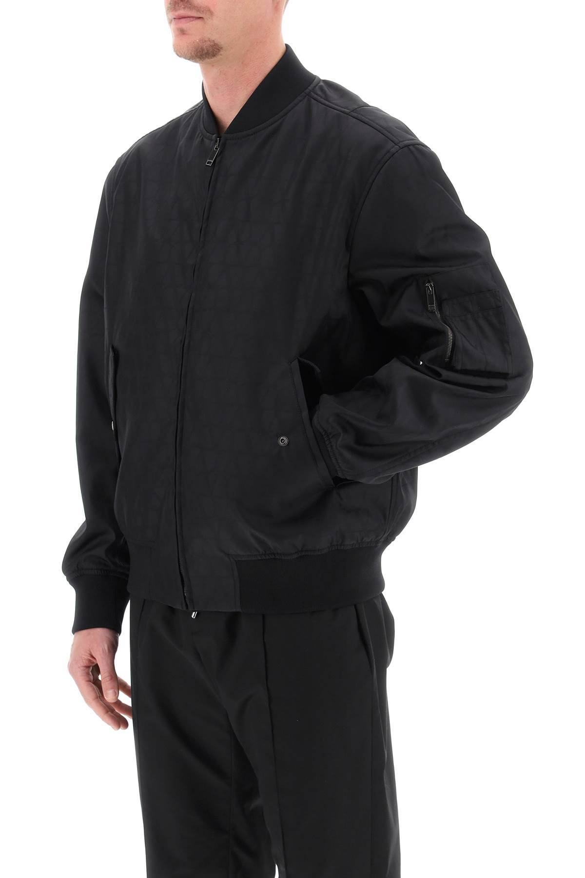 Shop Valentino Toile Iconographe Light Bomber Jacket In Black