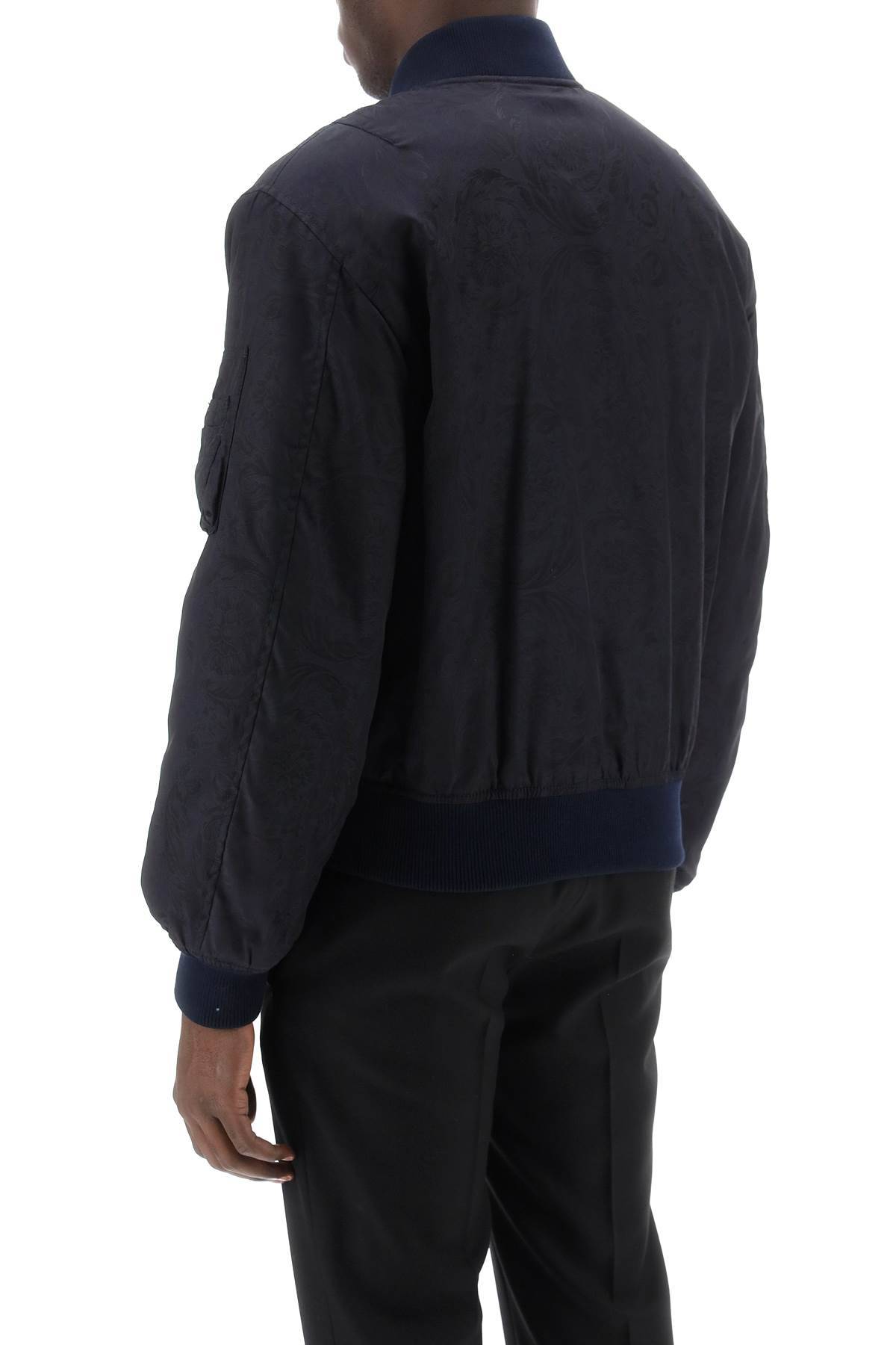 Shop Versace Barocco Bomber Jacket In Blue