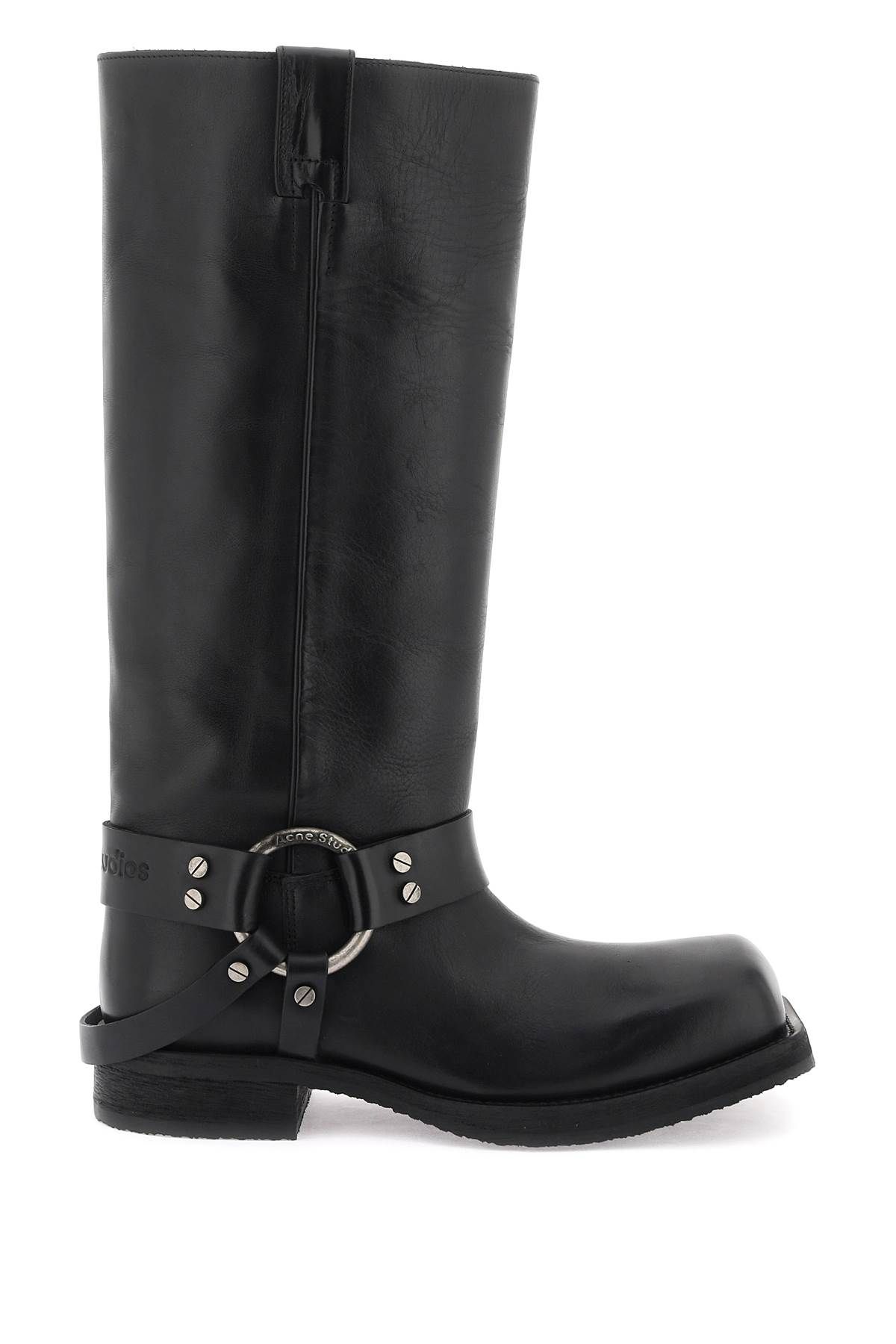 Shop Acne Studios Leather Biker Boots In In Black