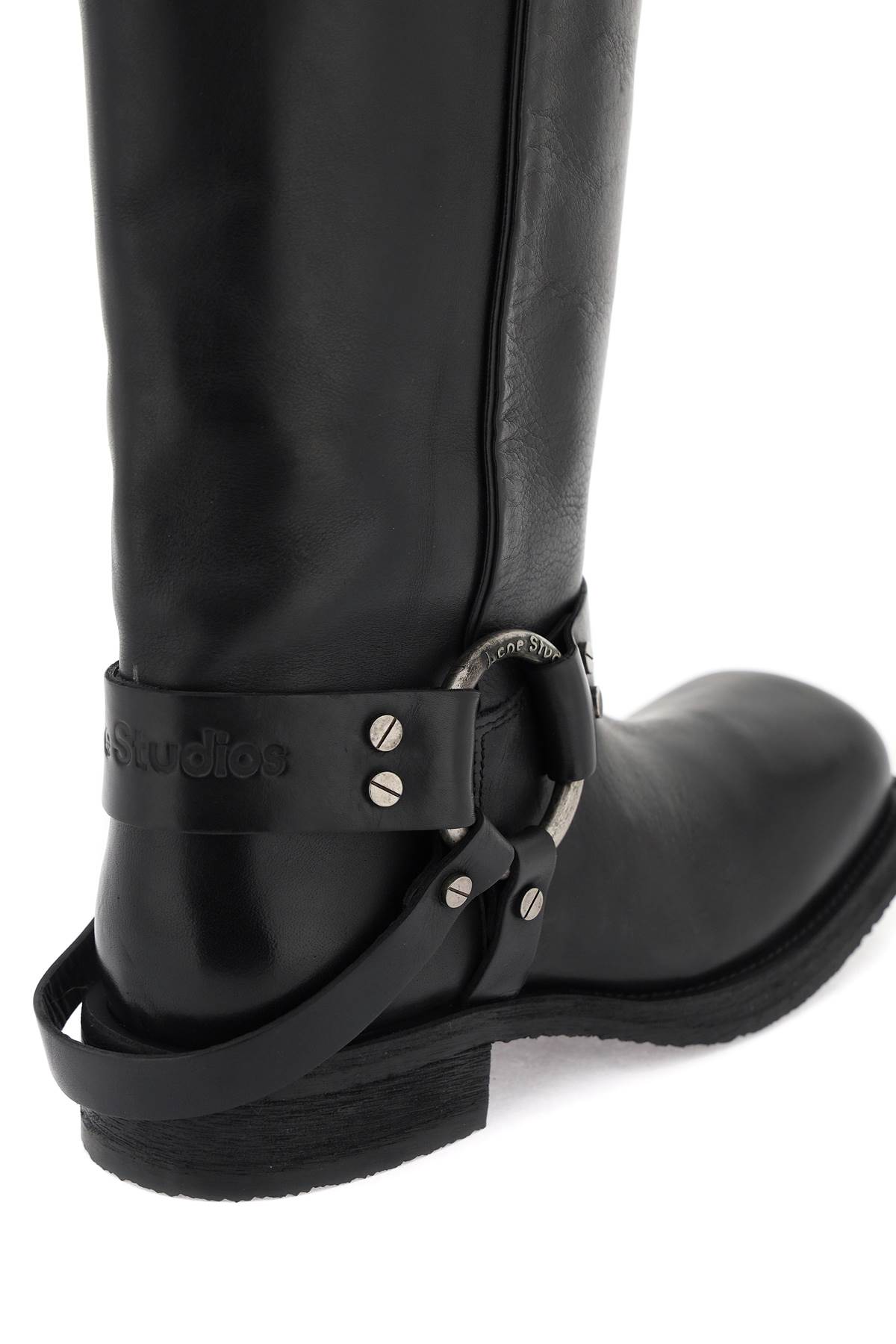 Shop Acne Studios Leather Biker Boots In In Black