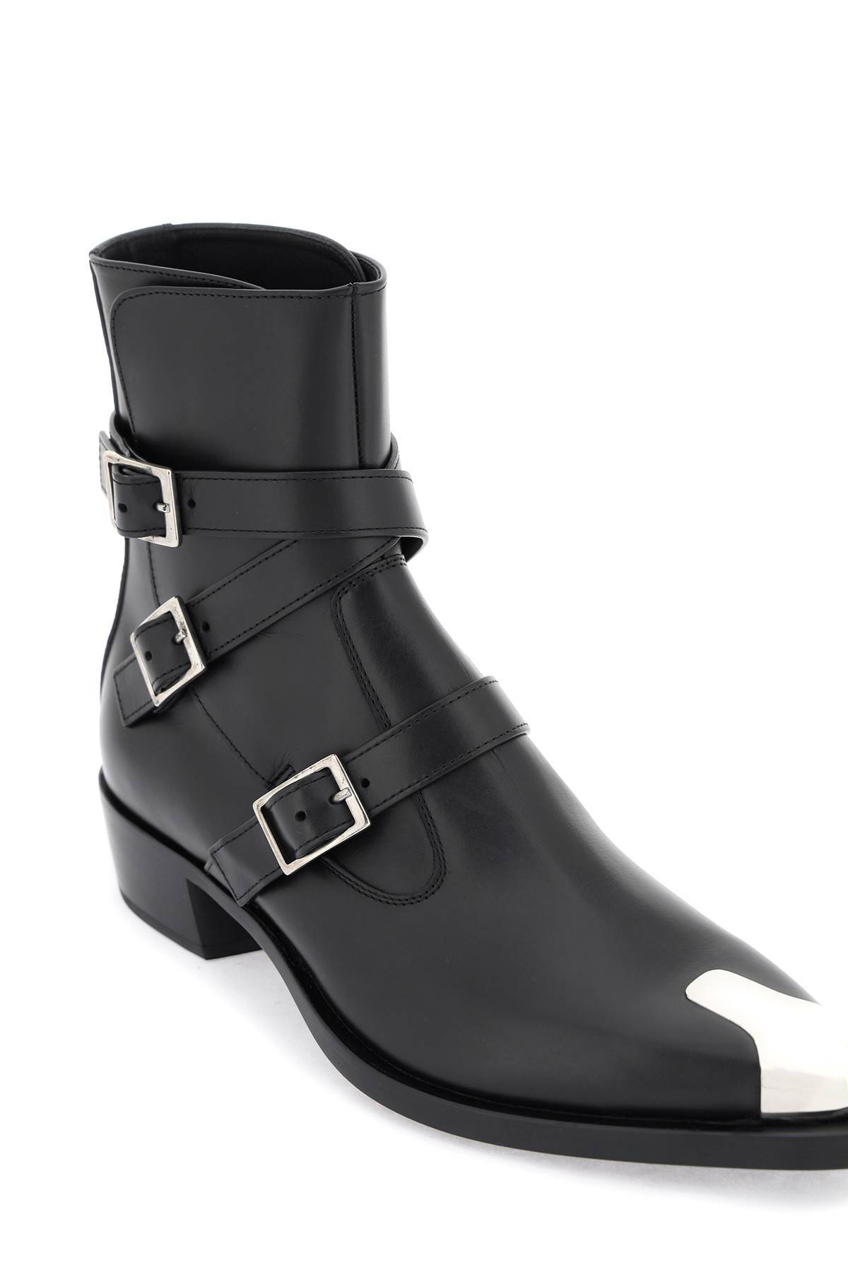 Shop Alexander Mcqueen 'punk' Boots With Three Buckles In Black
