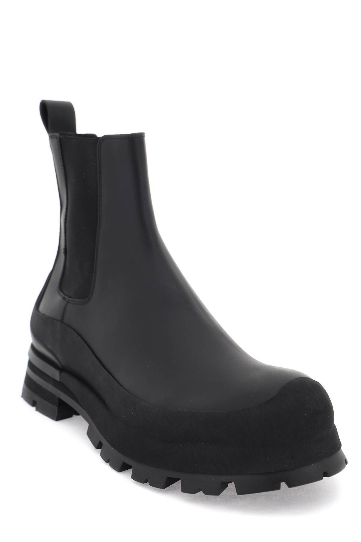Shop Alexander Mcqueen Leather Chelsea Ankle Boots In Black
