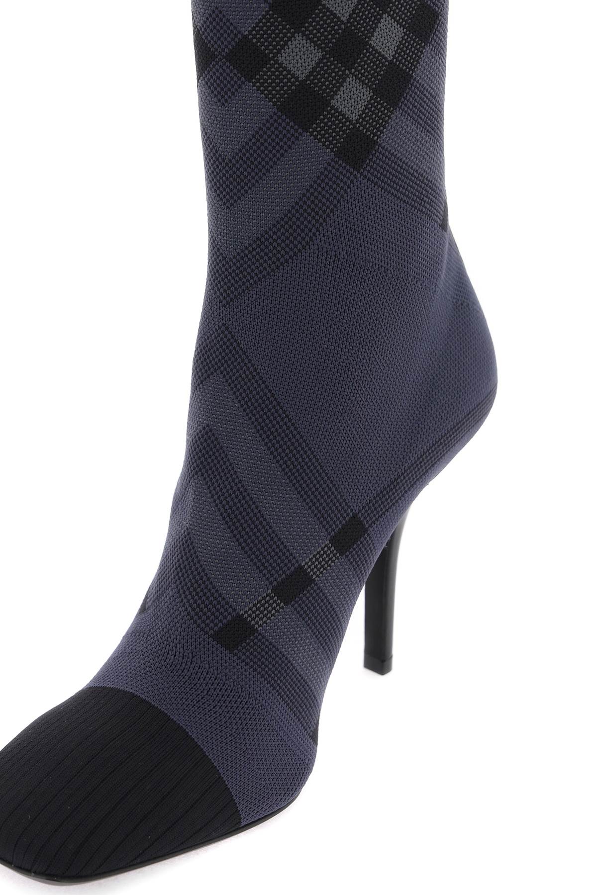 Shop Burberry Check Knit Ankle Boots In Grey,black