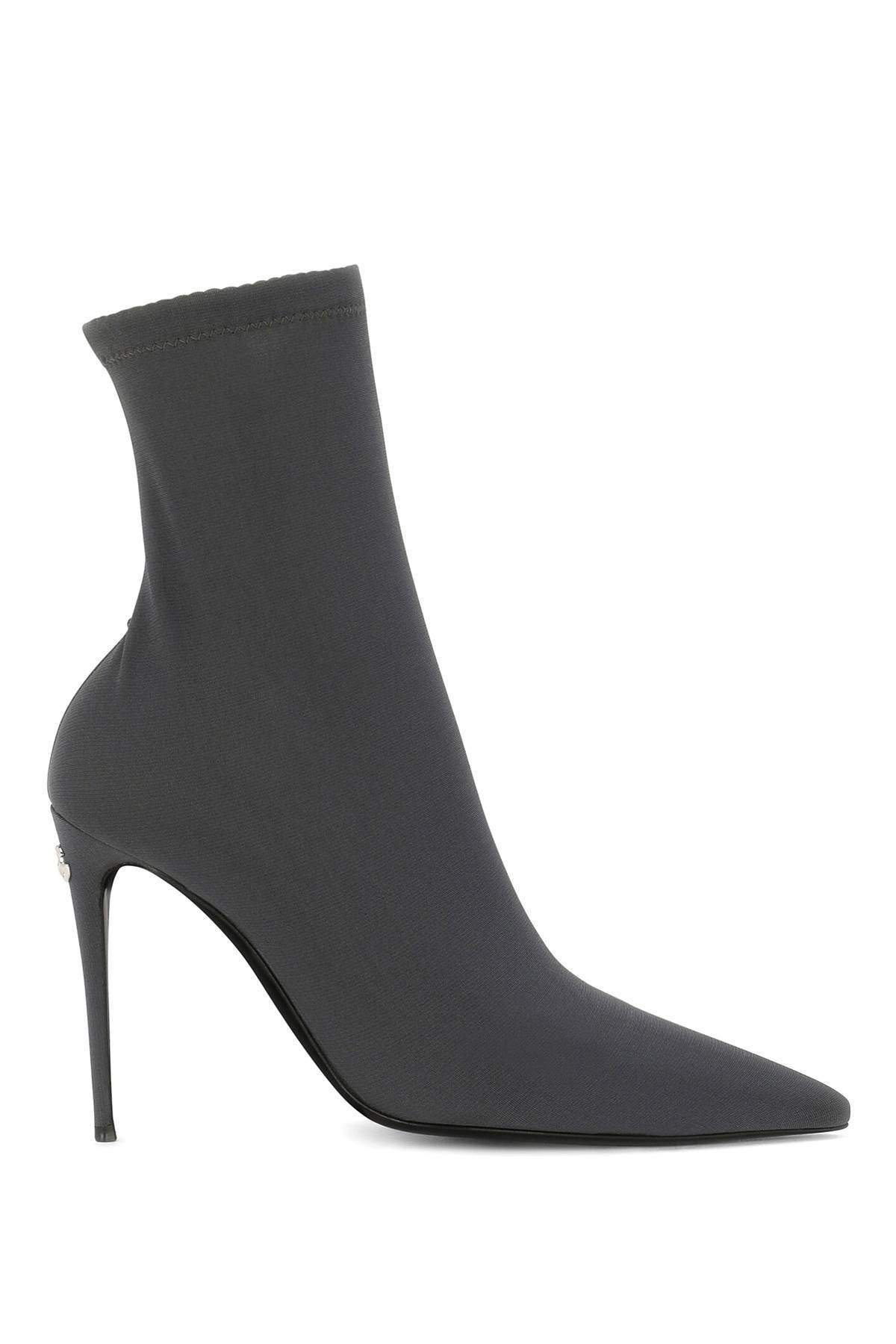 Shop Dolce & Gabbana Stretch Jersey Ankle Boots In Grey
