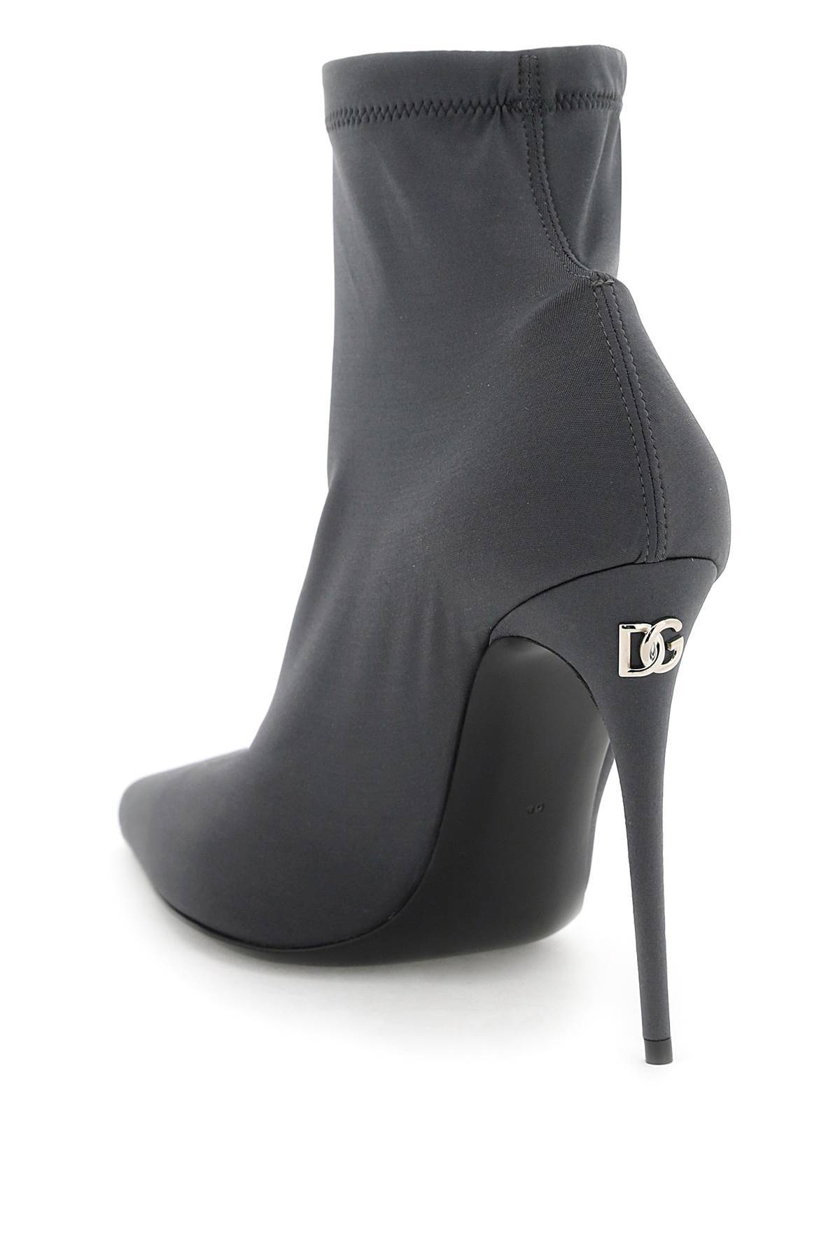 Shop Dolce & Gabbana Stretch Jersey Ankle Boots In Grey