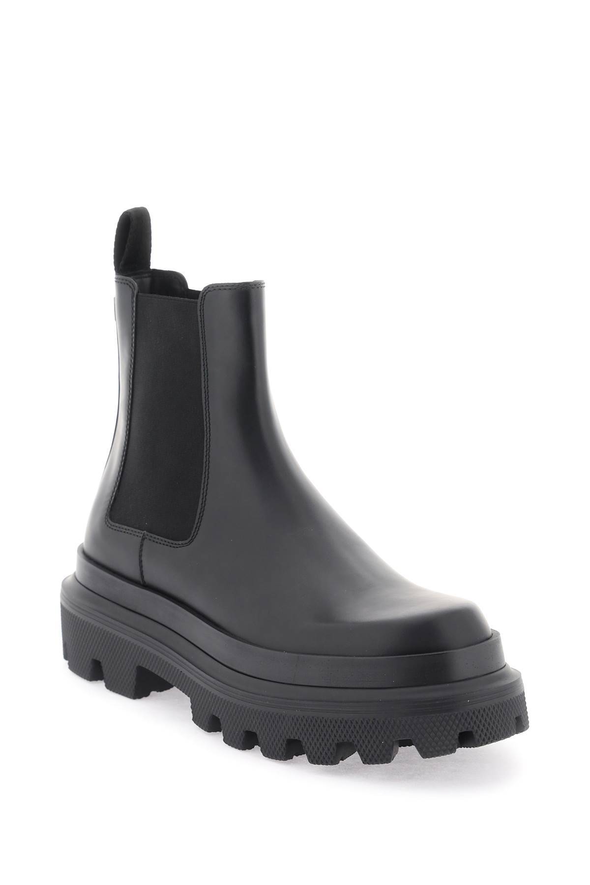 Shop Dolce & Gabbana Chelsea Boots In Brushed Leather In Black