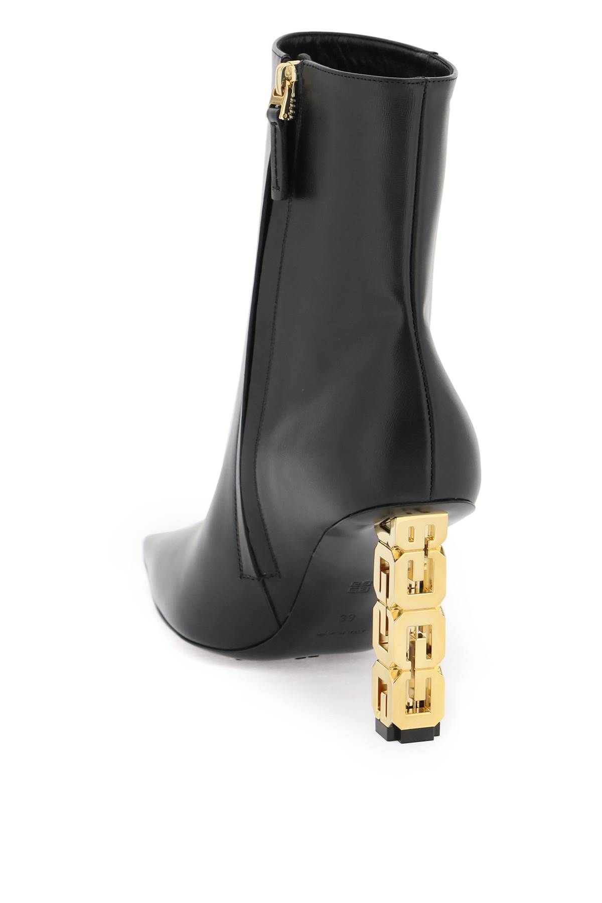 Shop Givenchy Leather Ankle Boots With G Cube Heel In Black