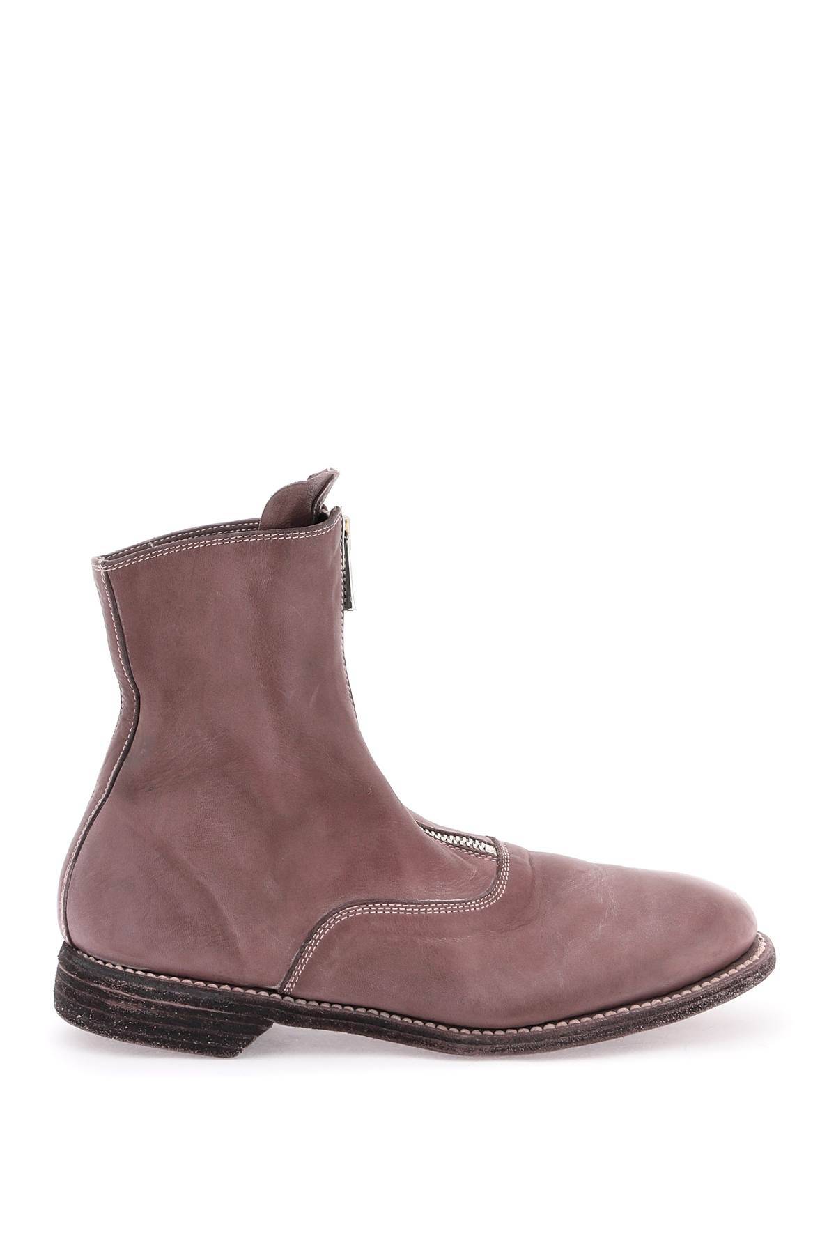 Shop Guidi Front Zip Leather Ankle Boots In Purple