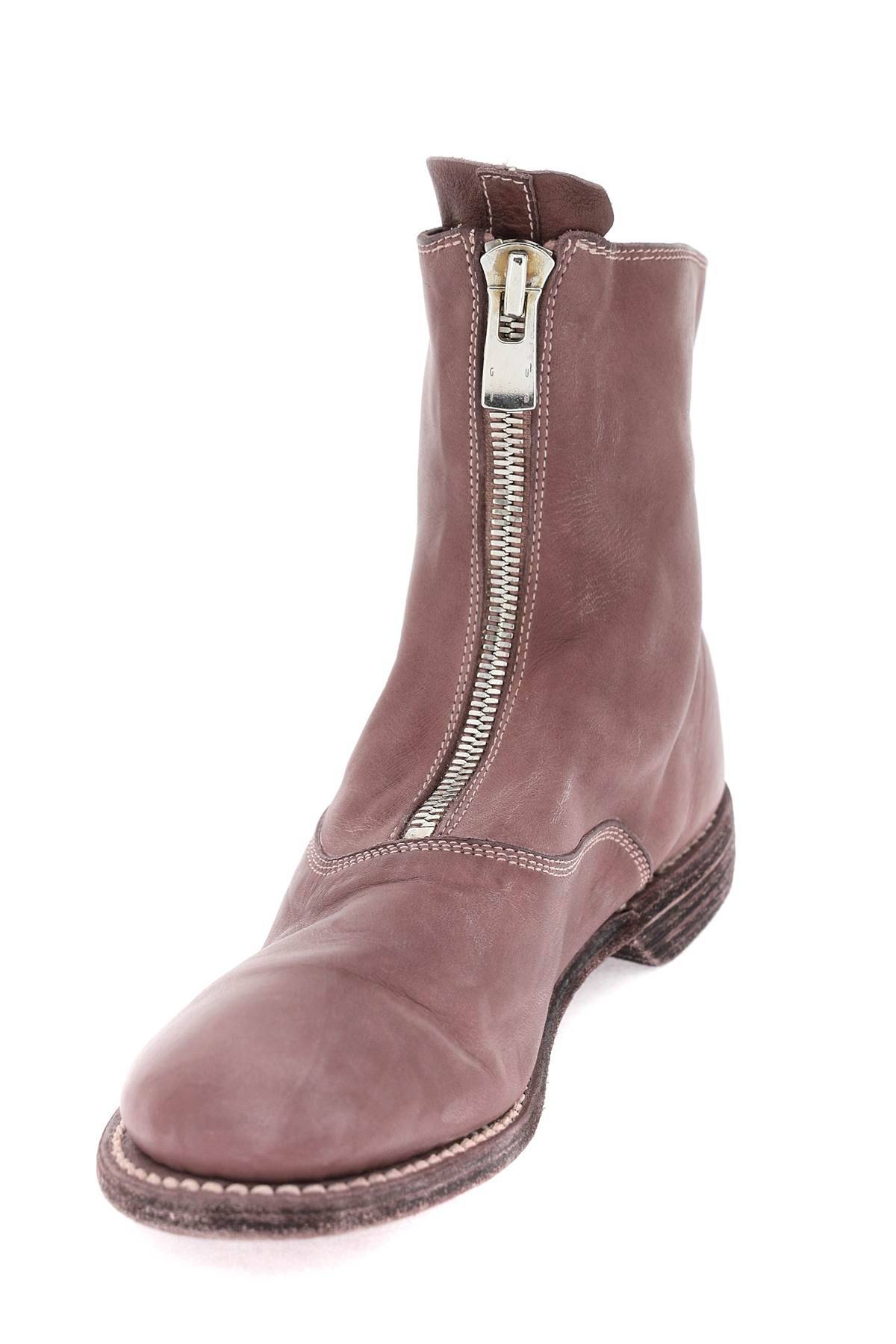 Shop Guidi Front Zip Leather Ankle Boots In Purple