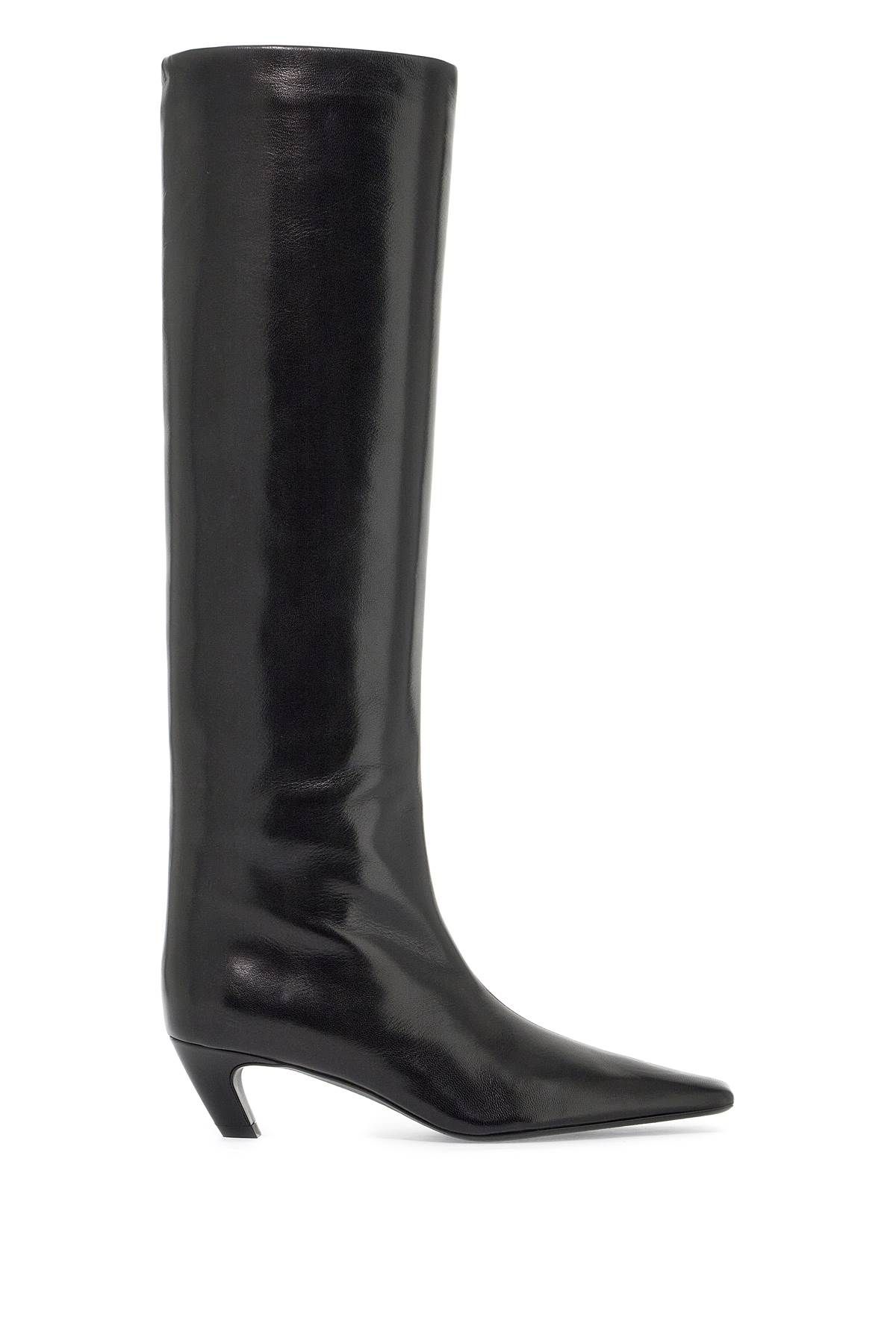 Khaite Davis Slouchy Leather Knee Boots In Black