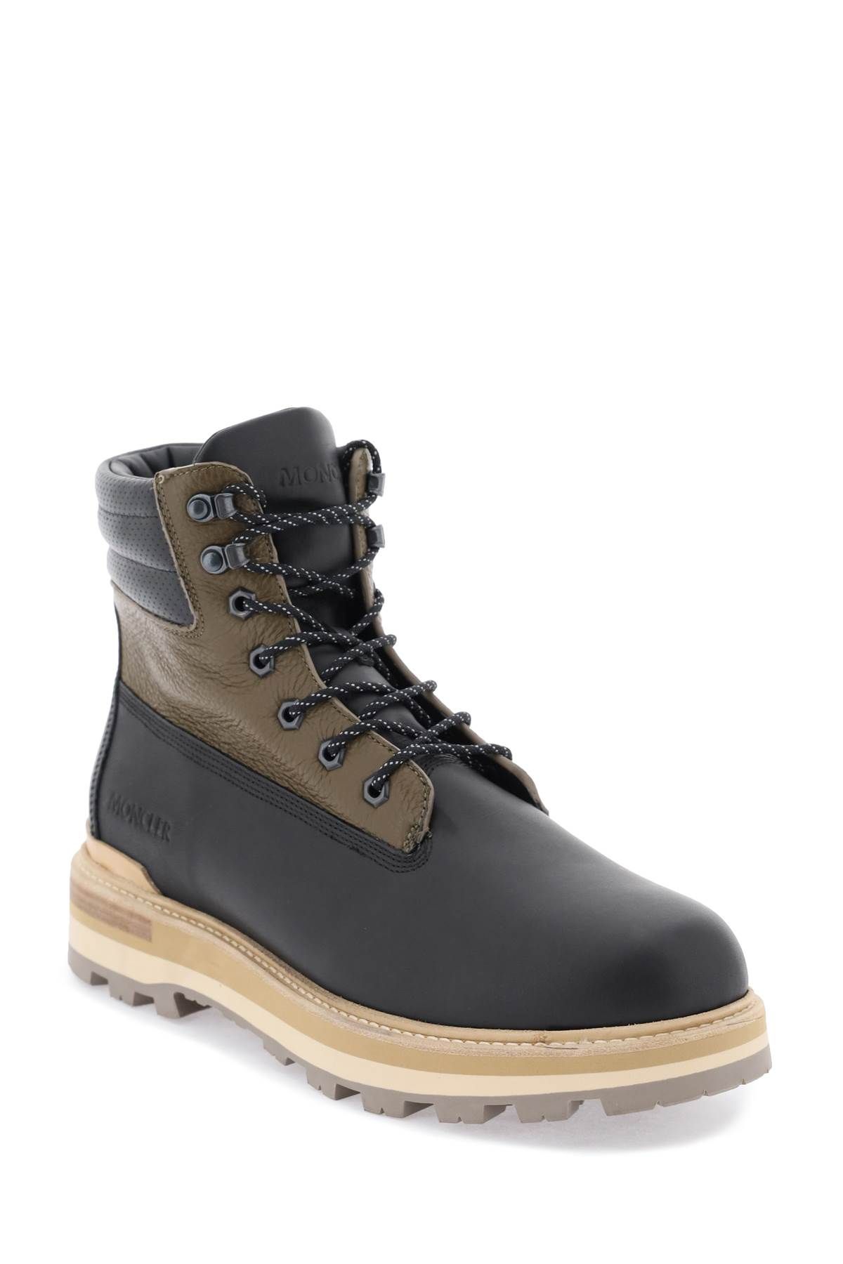 Shop Moncler Peka Lace-up Boots In Black,brown