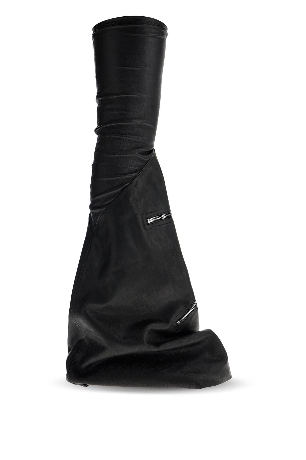 Shop Rick Owens Cargo Flares Sneak Leather Boots In Black