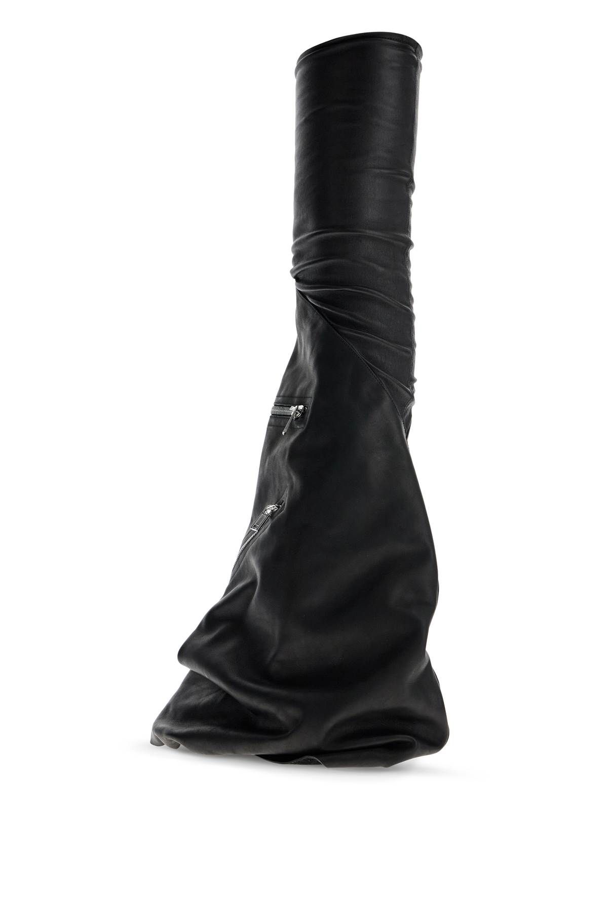 Shop Rick Owens Cargo Flares Sneak Leather Boots In Black