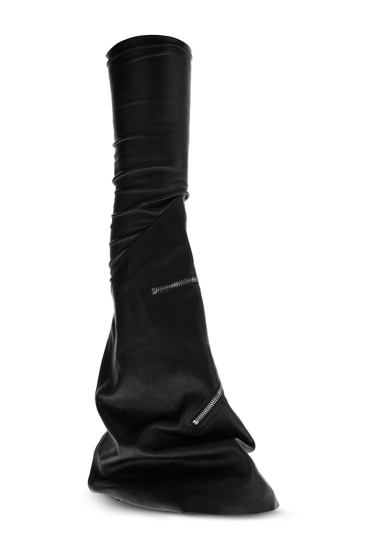 Shop Rick Owens Cargo Flares Sneak Leather Boots In Black