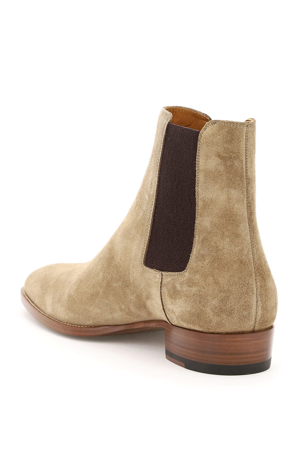 Shop Saint Laurent Wyatt 30 Suede Boots In Beige