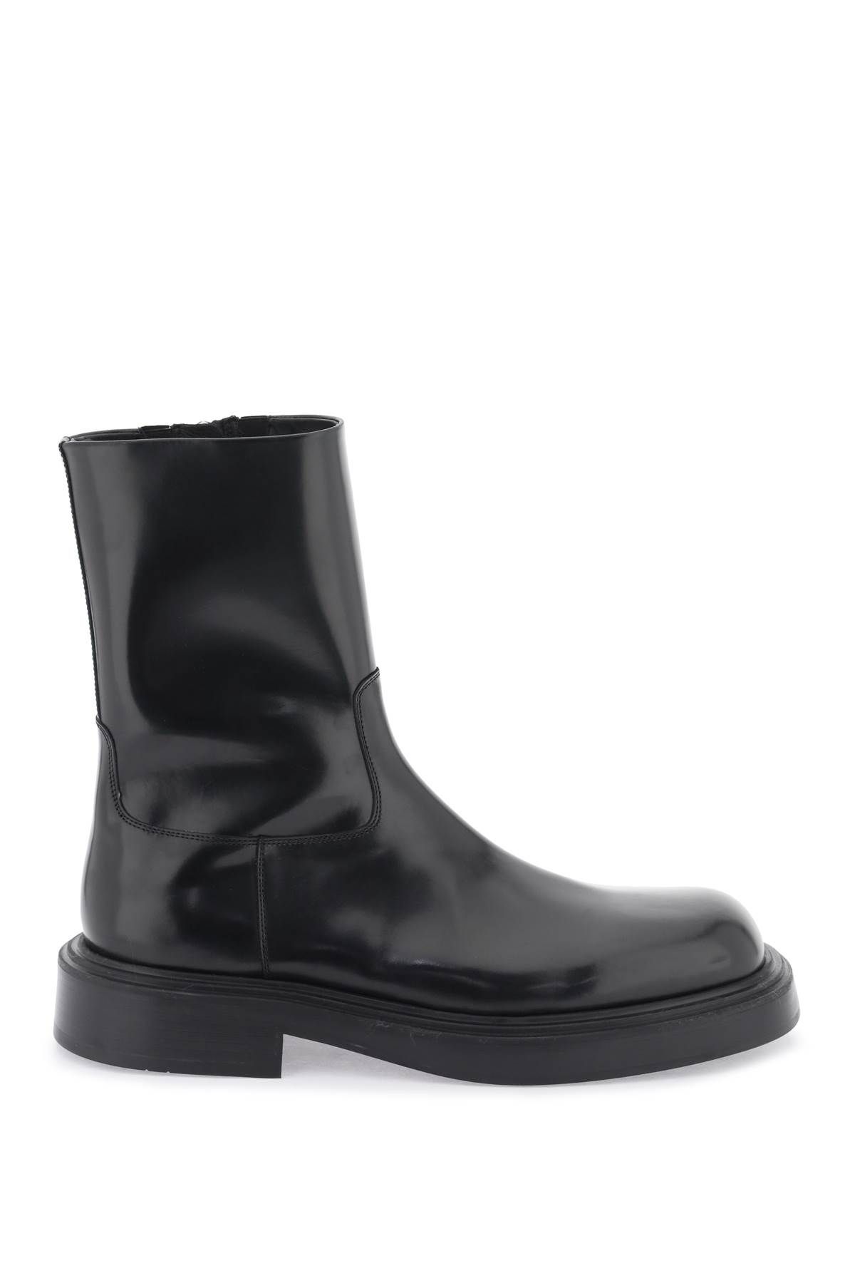 Shop Ferragamo Leather Zippered Boots In Black