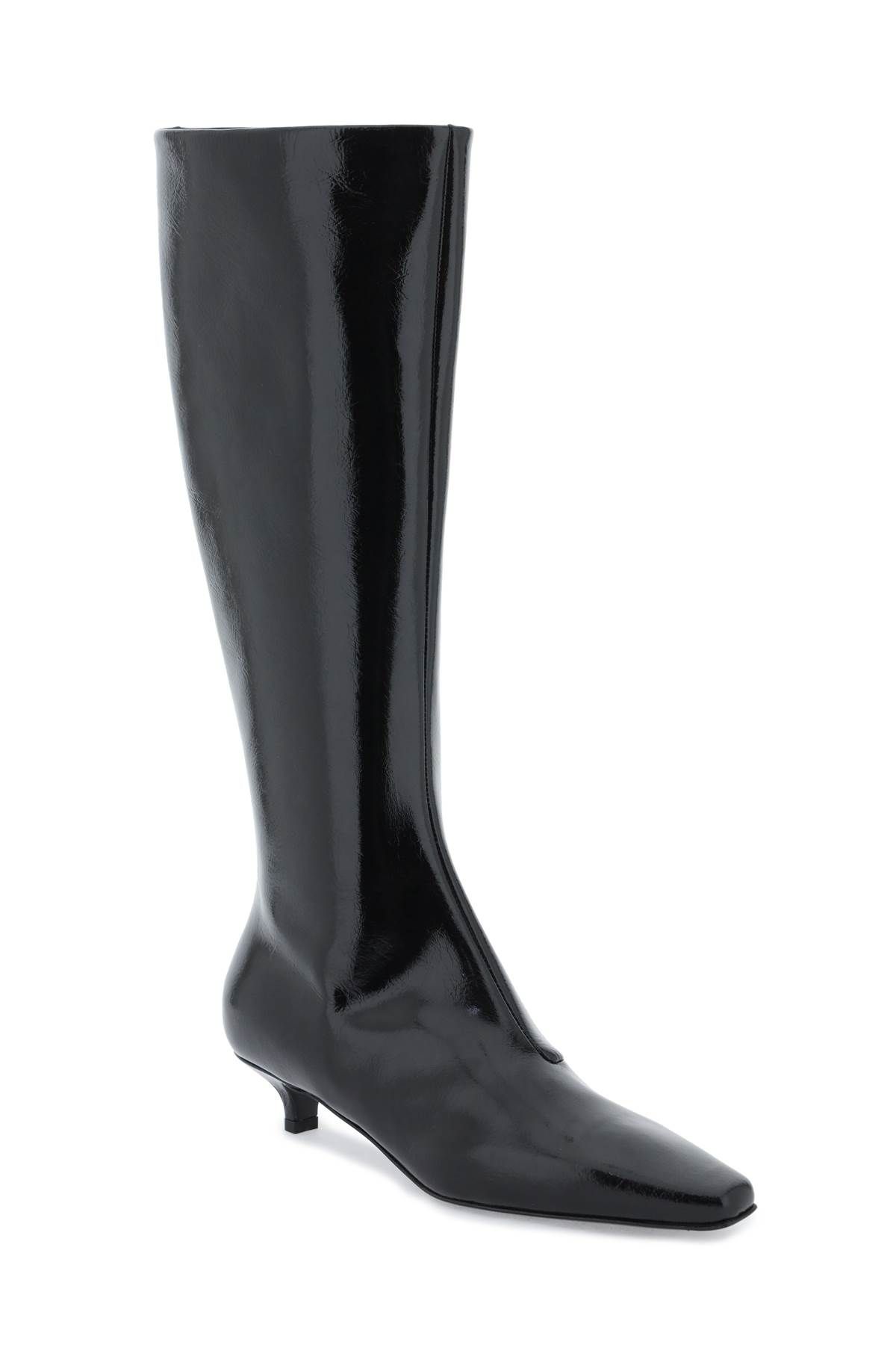 Shop Totême The Slim Knee-high Boots In Black
