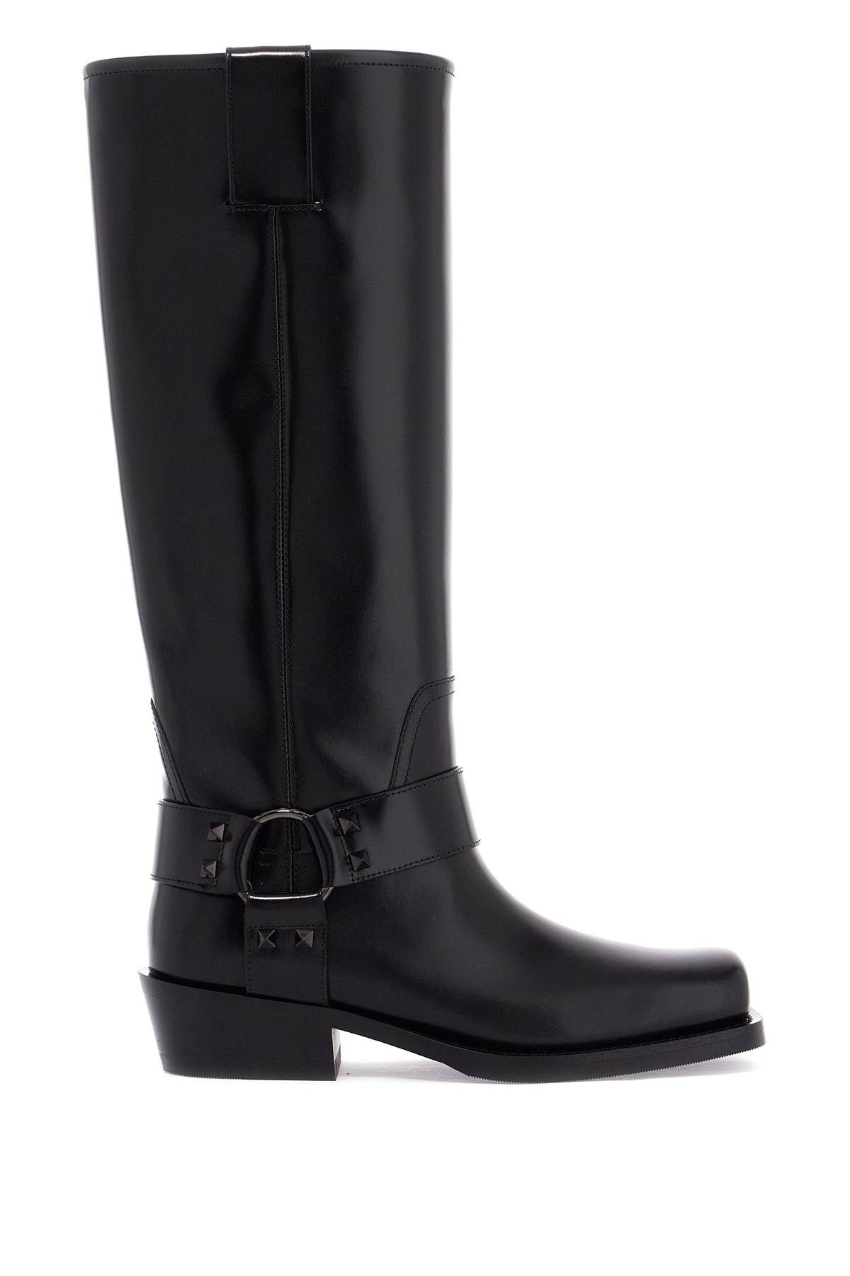 Valentino Garavani Rockstud Biker Boot In Black