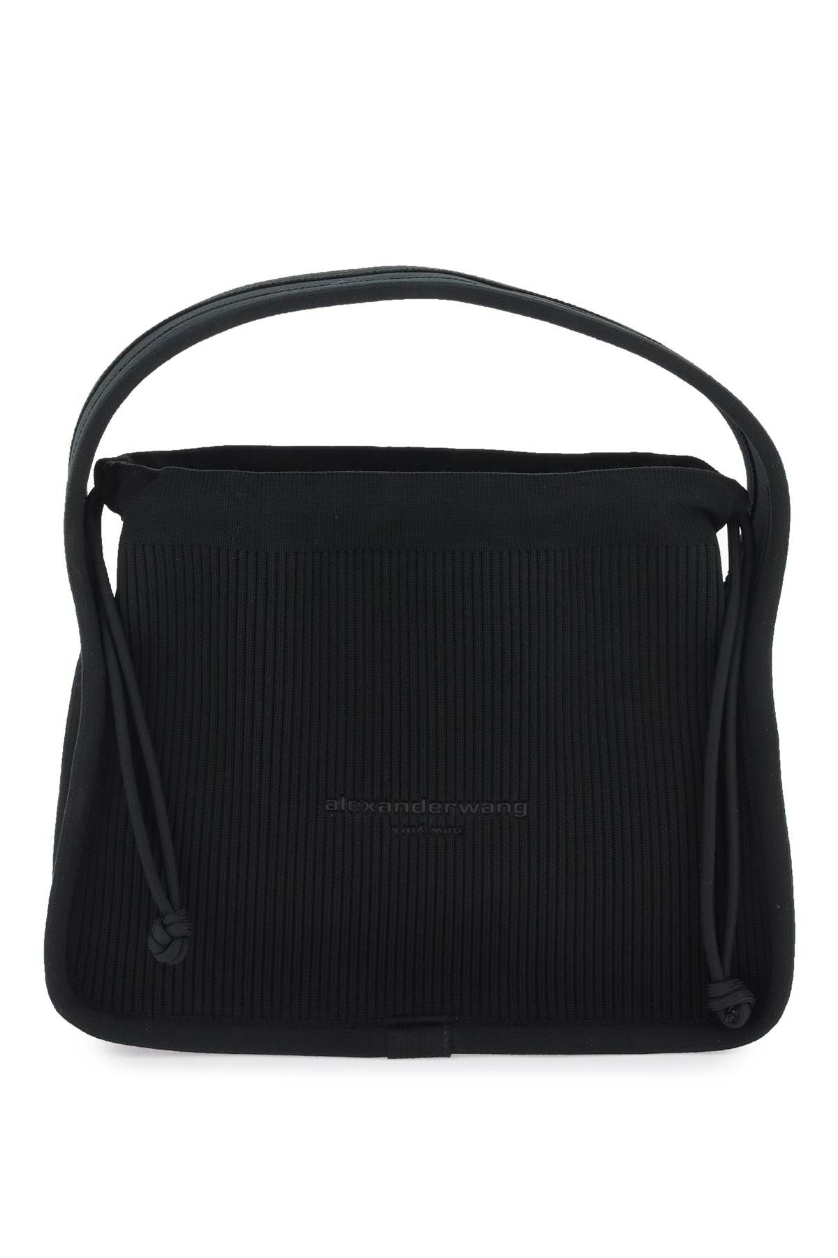 Shop Alexander Wang Small Rib-knit Ryan Handbag In Black