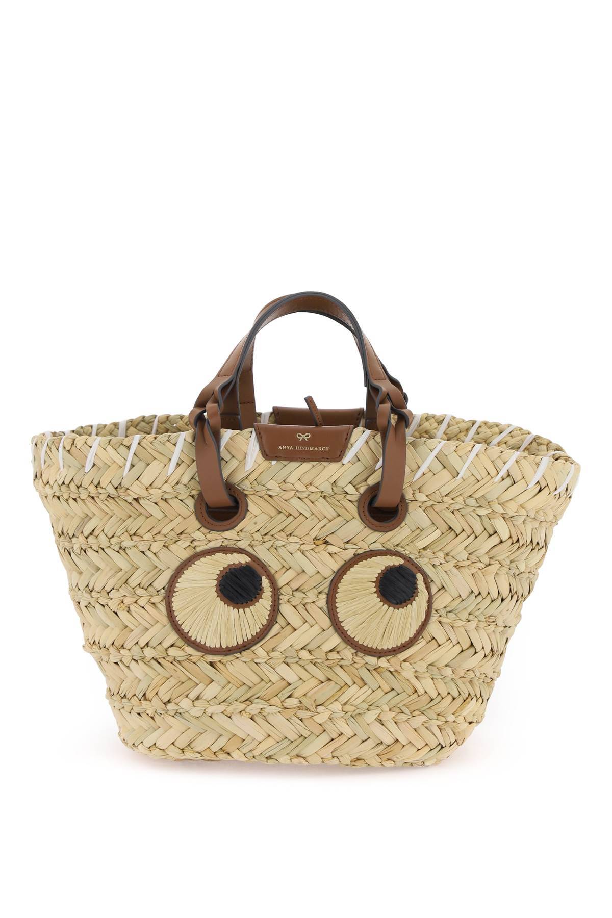 Shop Anya Hindmarch Paper Eyes Basket Handbag In Neutro,brown