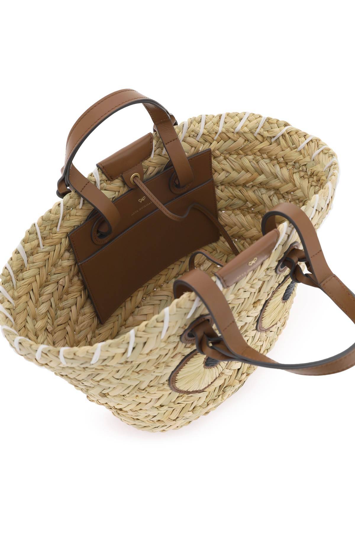 Shop Anya Hindmarch Paper Eyes Basket Handbag In Neutro,brown