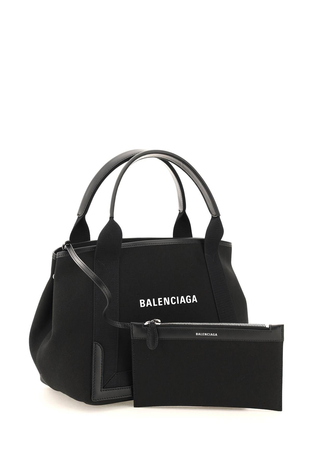 Shop Balenciaga Cabas Navy Xs Bag In Black