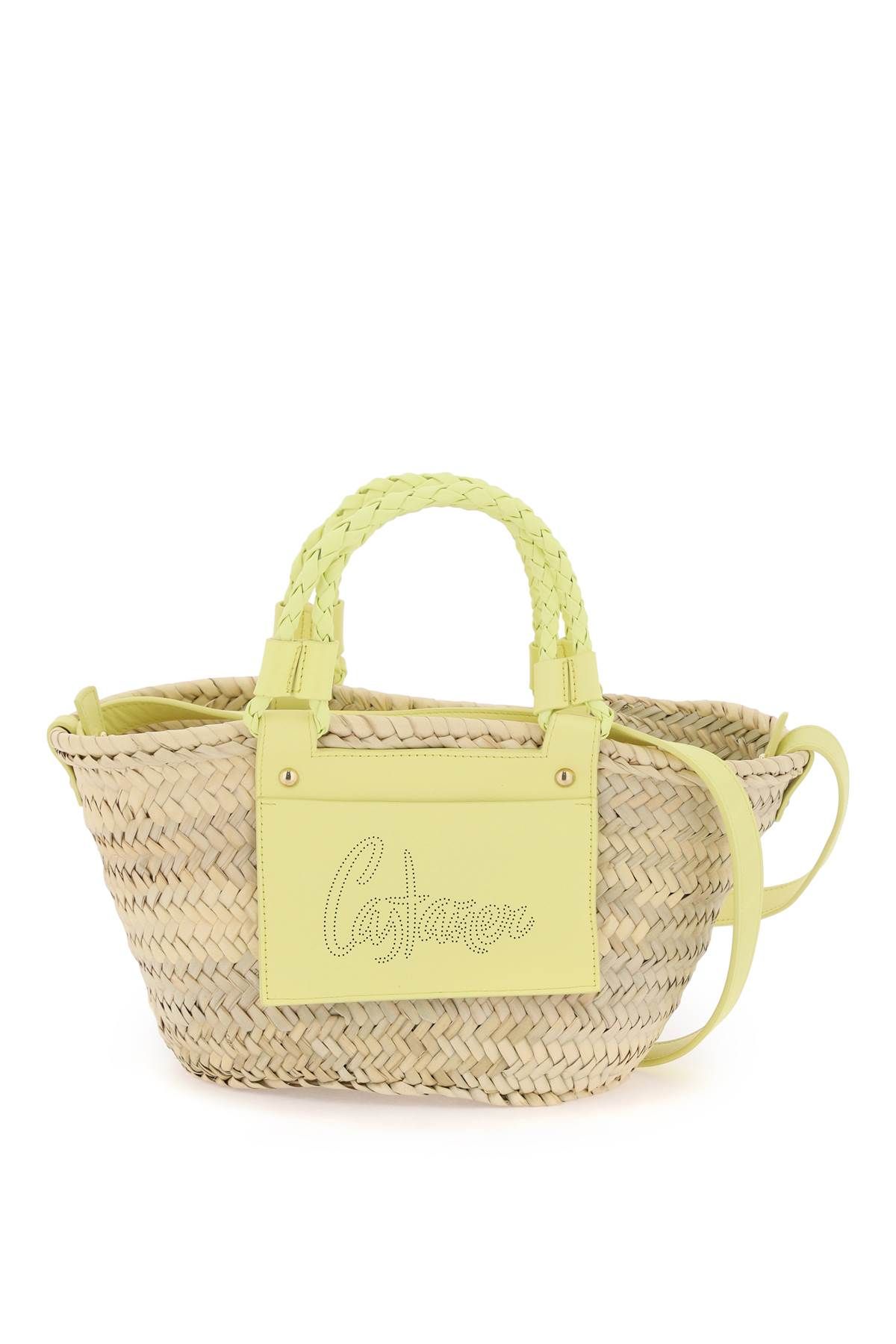 Shop Castaã±er Raffia Basket Bag For In Neutro,yellow