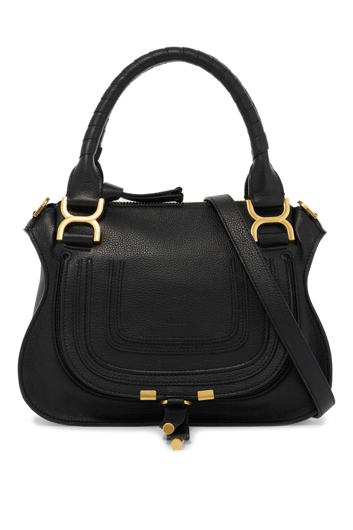 Shop Chloé Marcie Double Handle Bag In Black