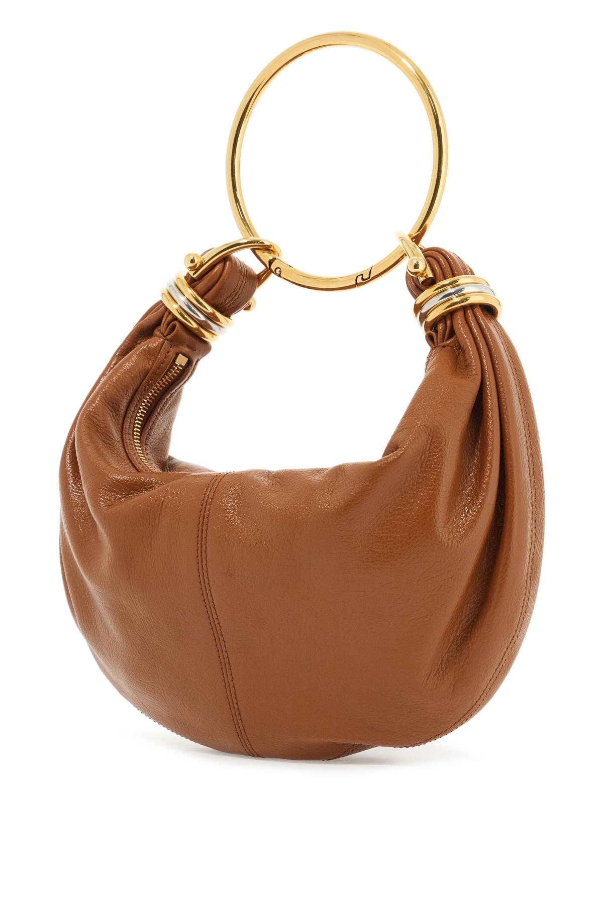 Shop Chloé Leather Hobo Bracelet Bag In Brown