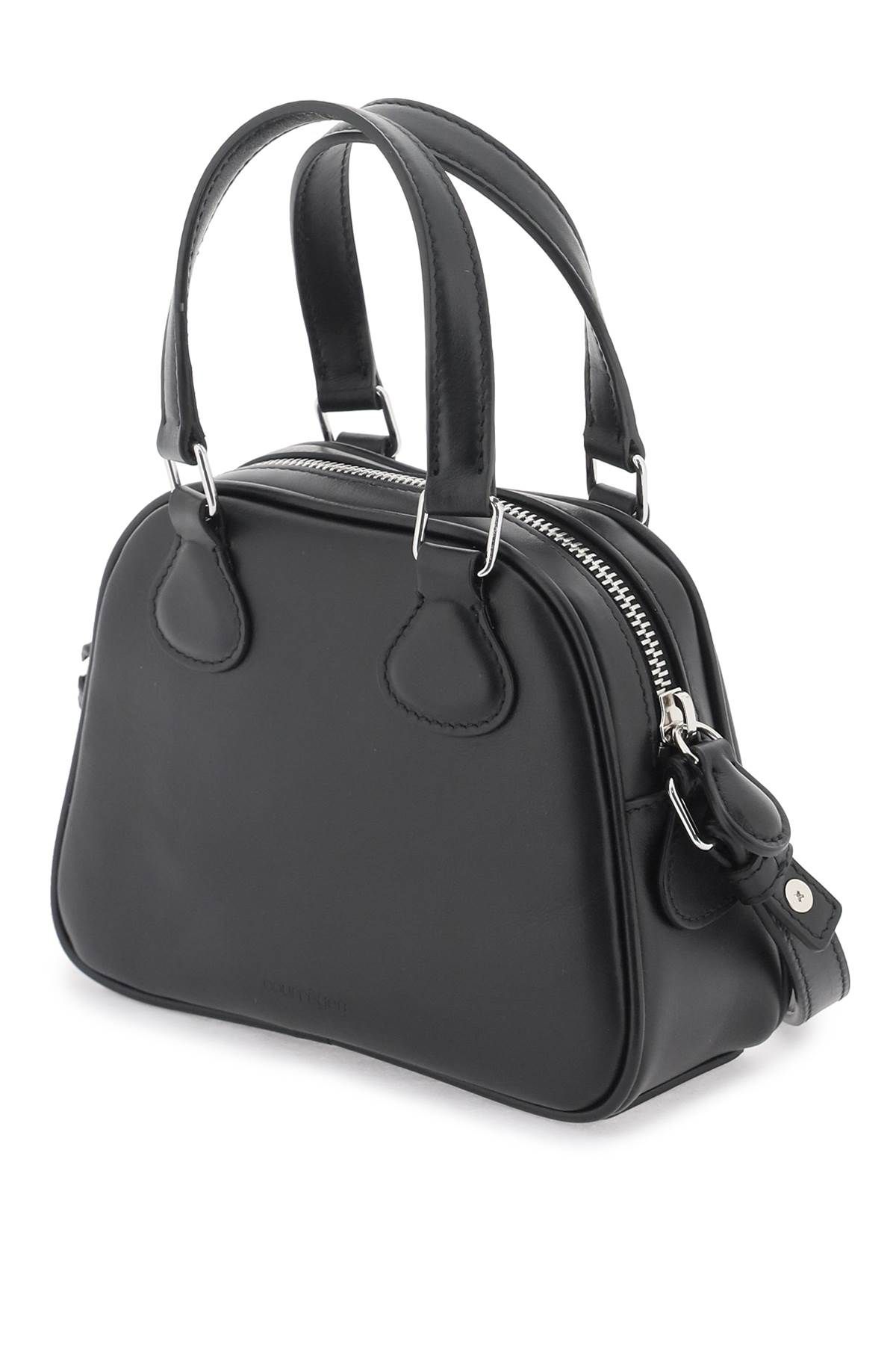 Shop Courrèges Mini Bowling Bag Purse In Black