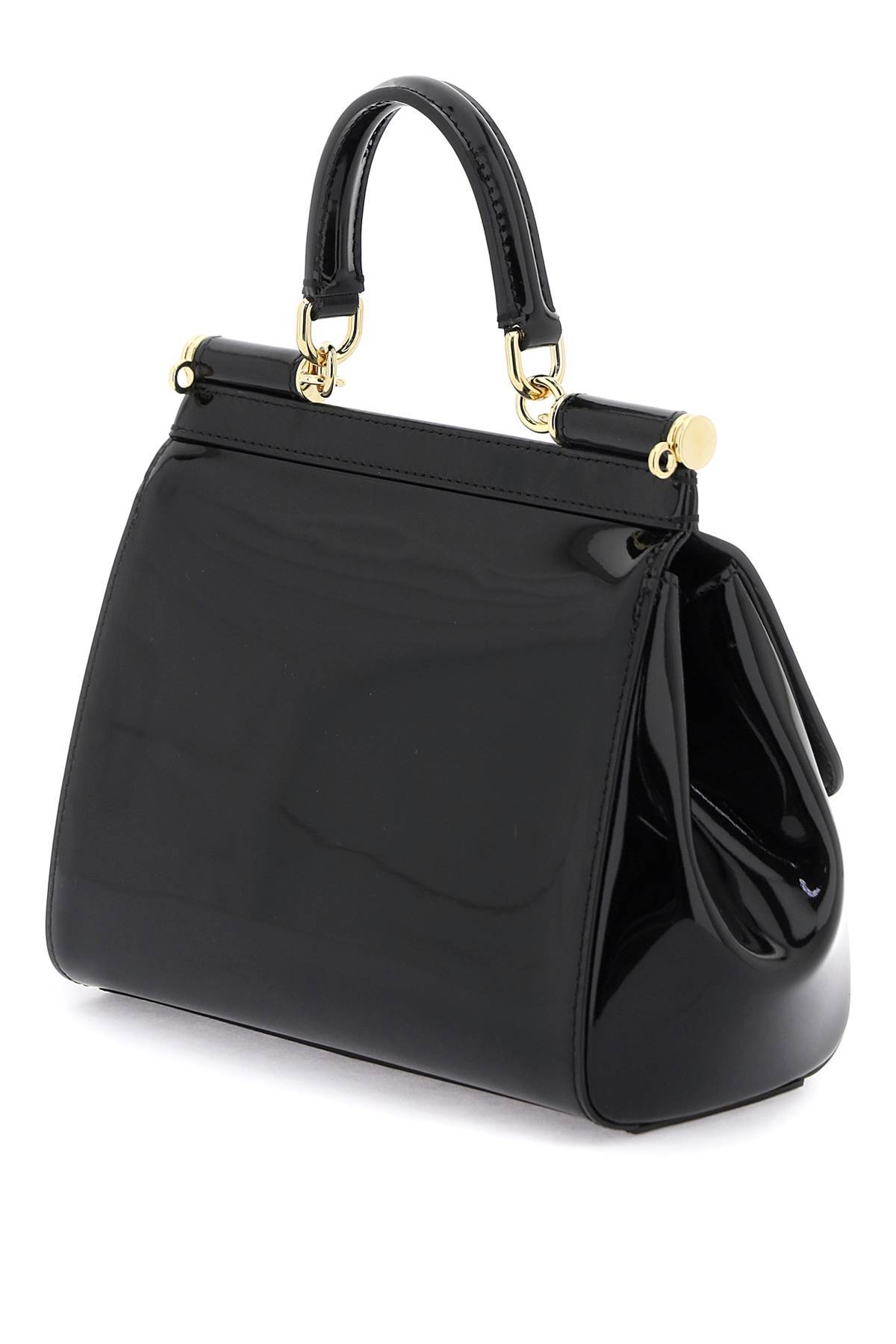 Shop Dolce & Gabbana Patent Leather 'sicily' Handbag In Black