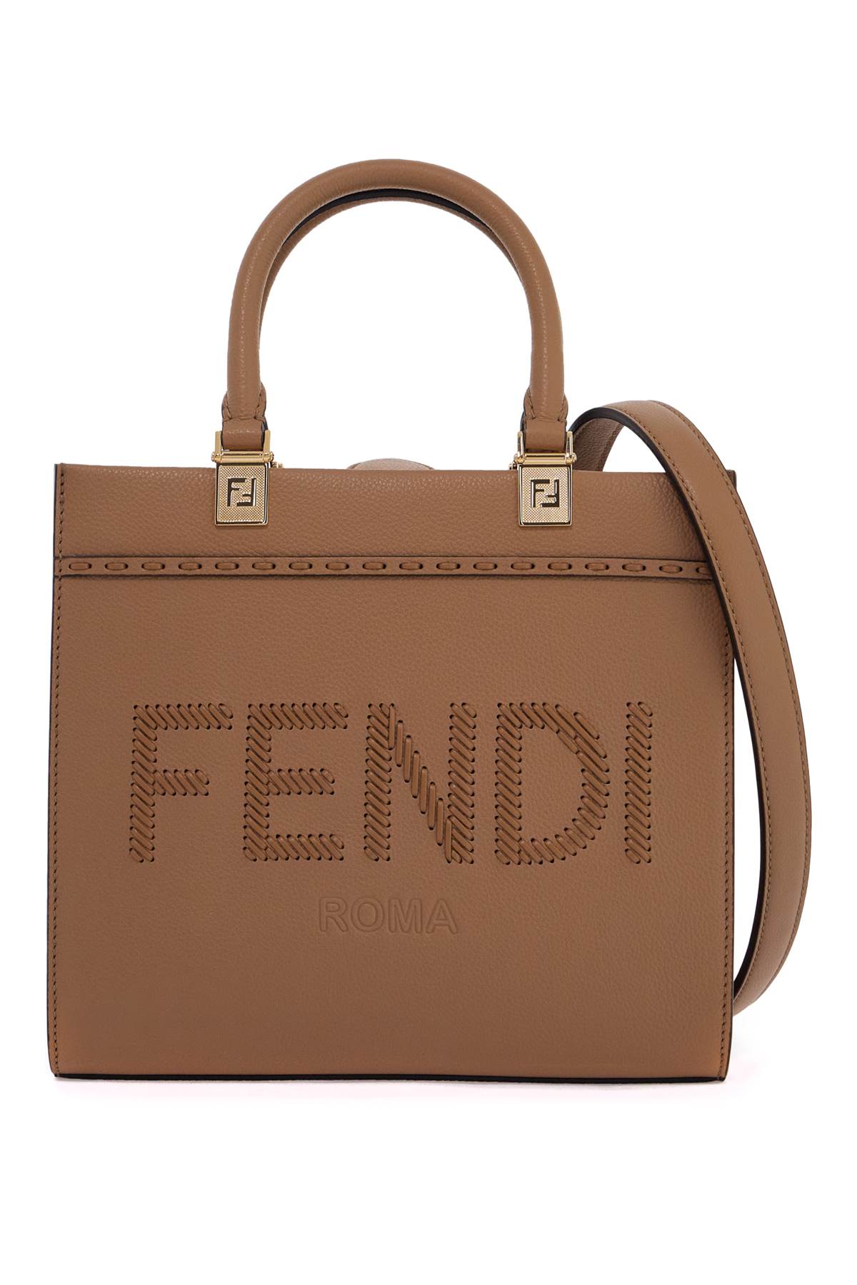 Shop Fendi Small Sunshine Shopper Bag In Brown