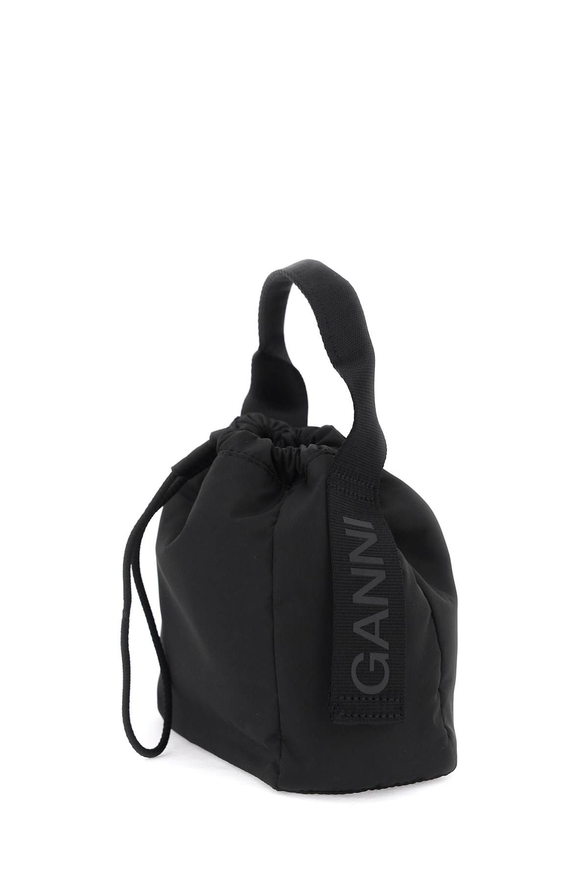 Shop Ganni Recycled Nylon Handbag With 9 In Black