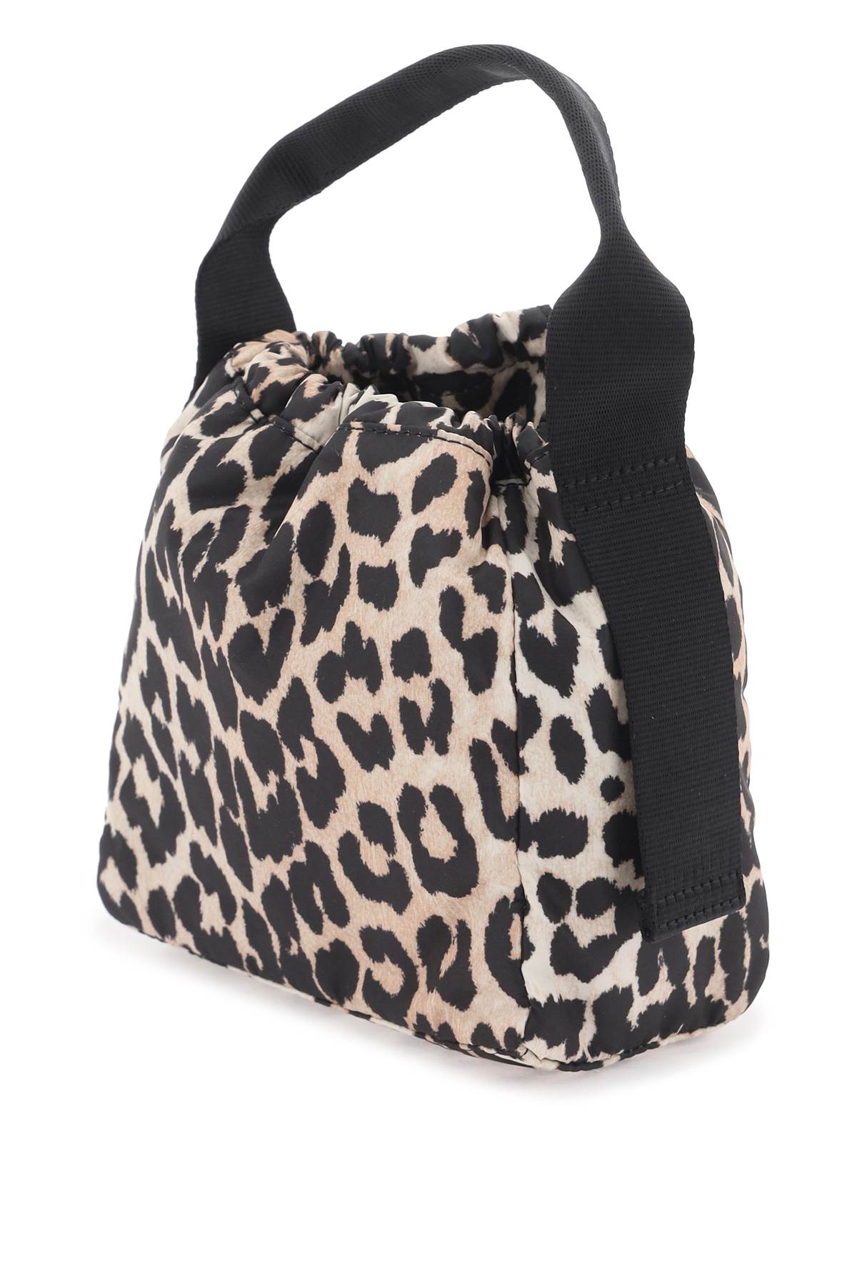 Shop Ganni Leopard Tech Handbag In Beige