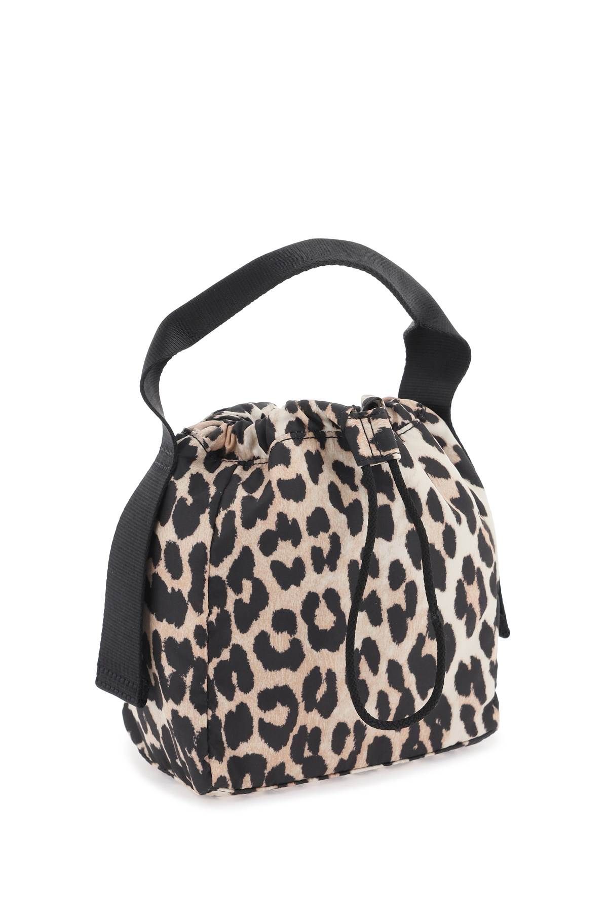 Shop Ganni Leopard Tech Handbag In Beige