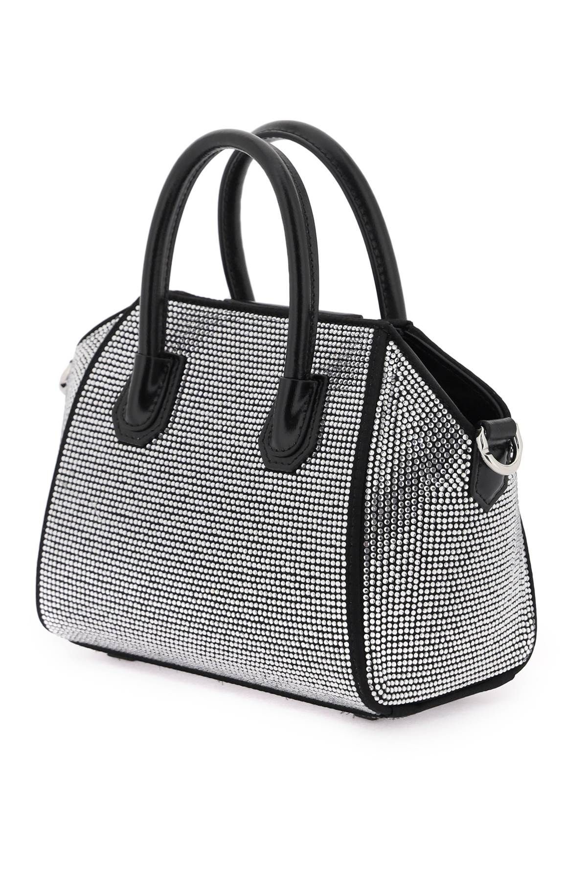 Shop Givenchy 'antigona Toy' Bag With Rhinestones In Black,silver