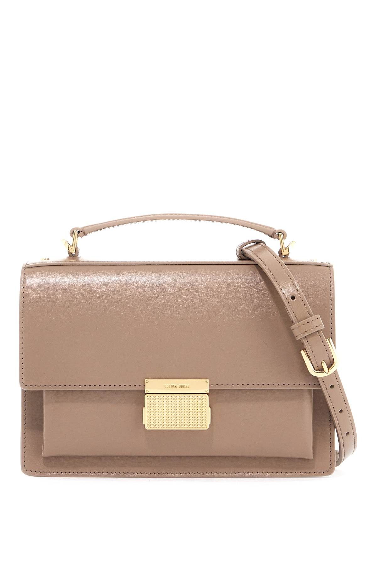 Shop Golden Goose 'venice Leather Handbag With Palmell In Beige