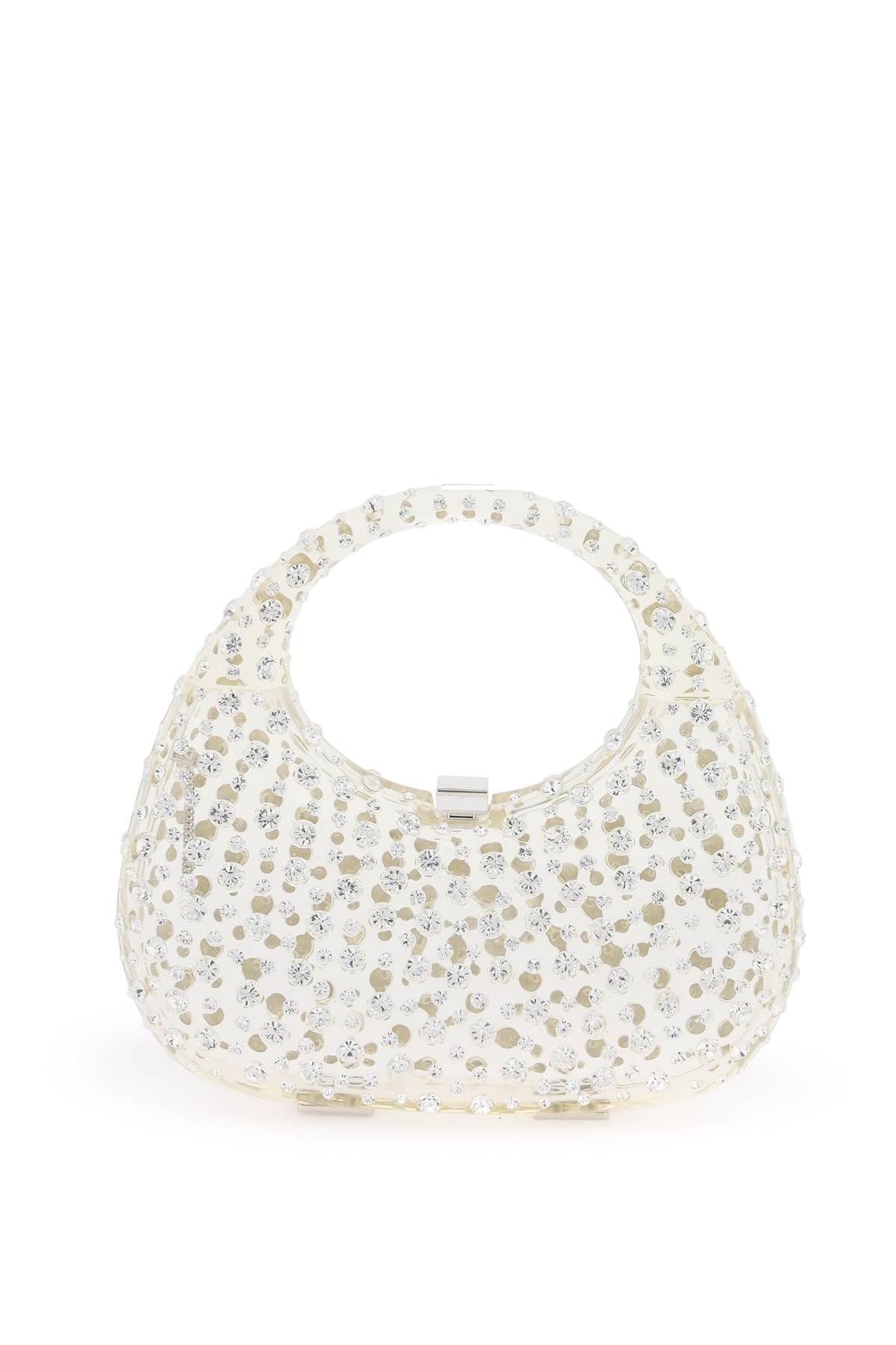 Shop L'alingi Meleni Handbag With Crystals In Neutro,silver