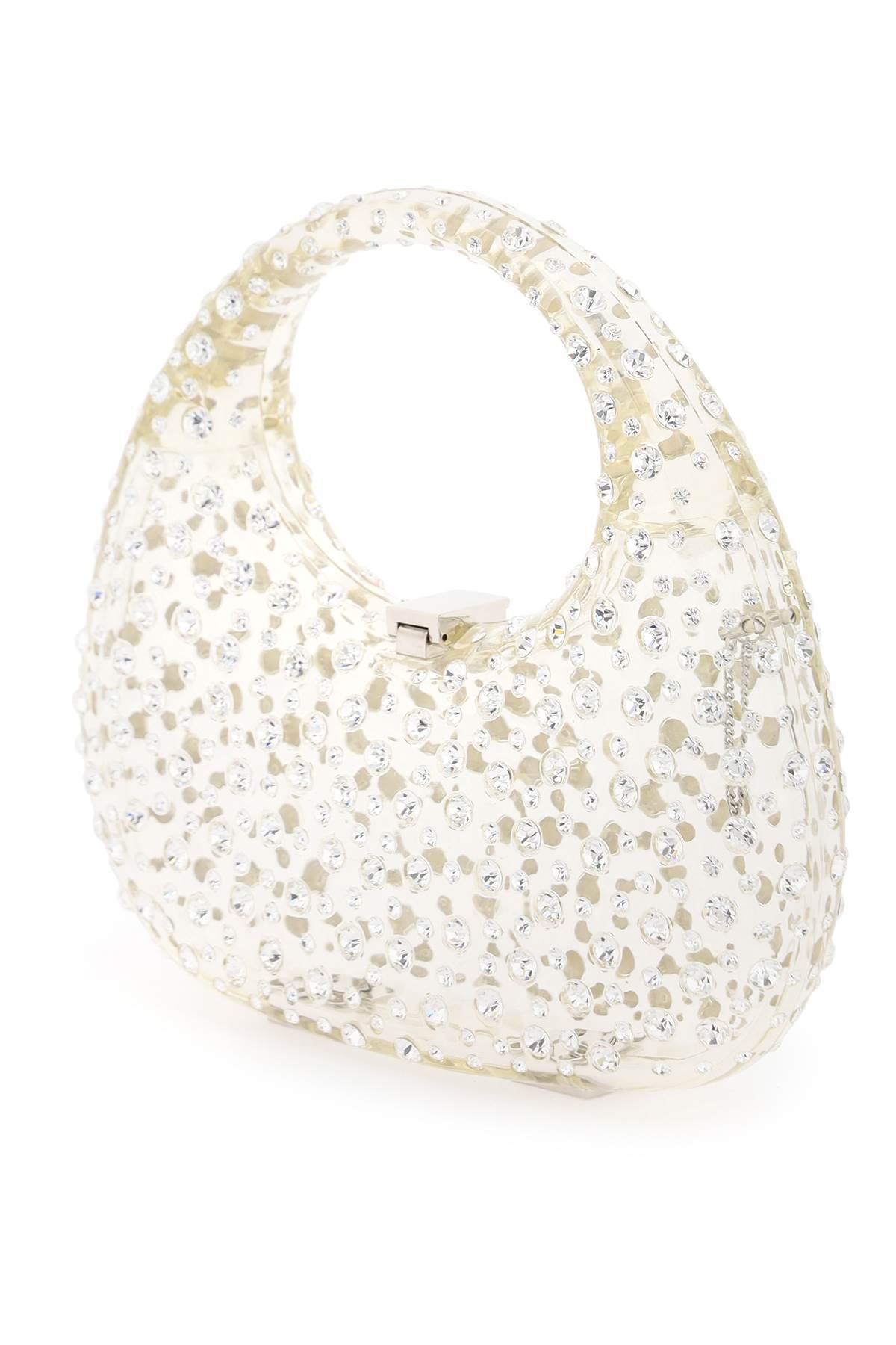 Shop L'alingi Meleni Handbag With Crystals In Neutro,silver