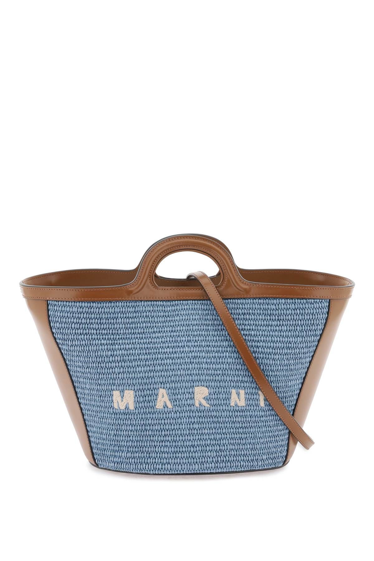 Marni Tropicalia Small Handbag In Brown,light Blue