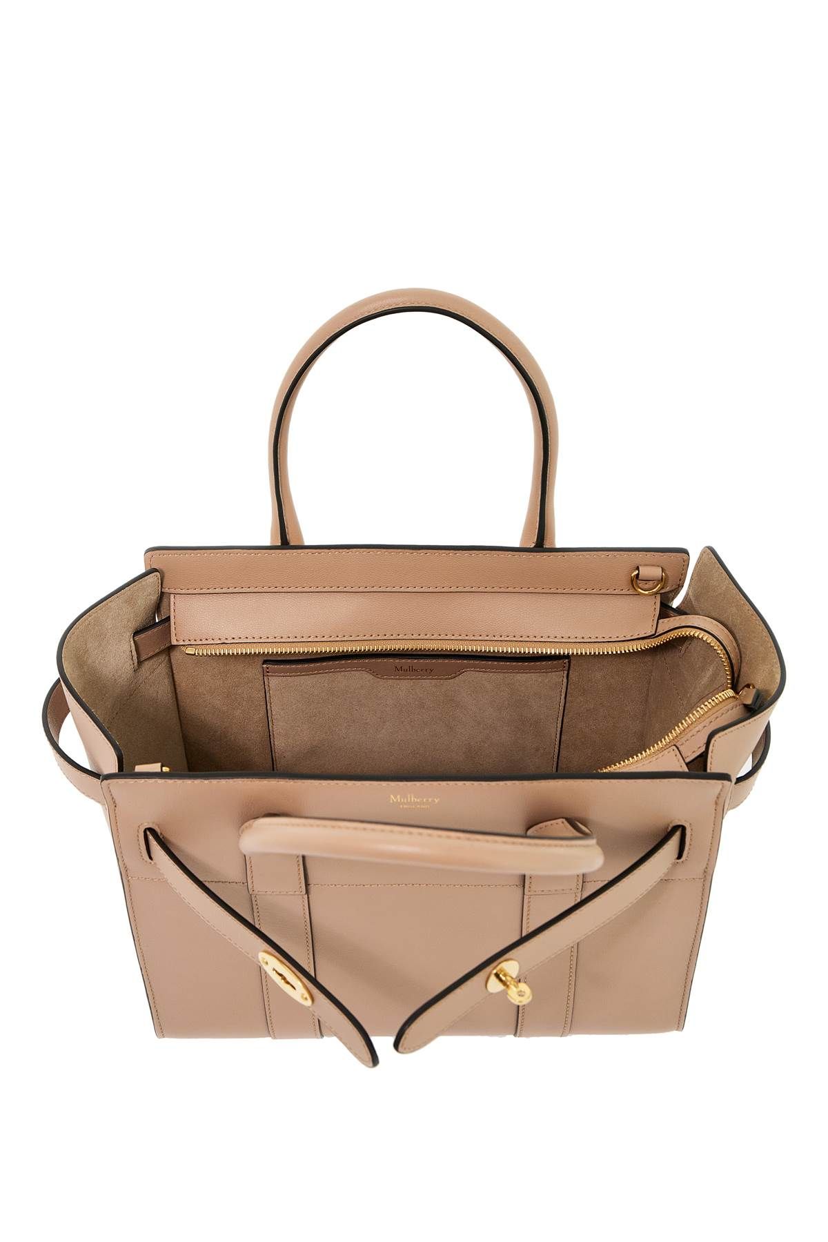 Shop Mulberry Zipped Bayswater Handbag In Beige