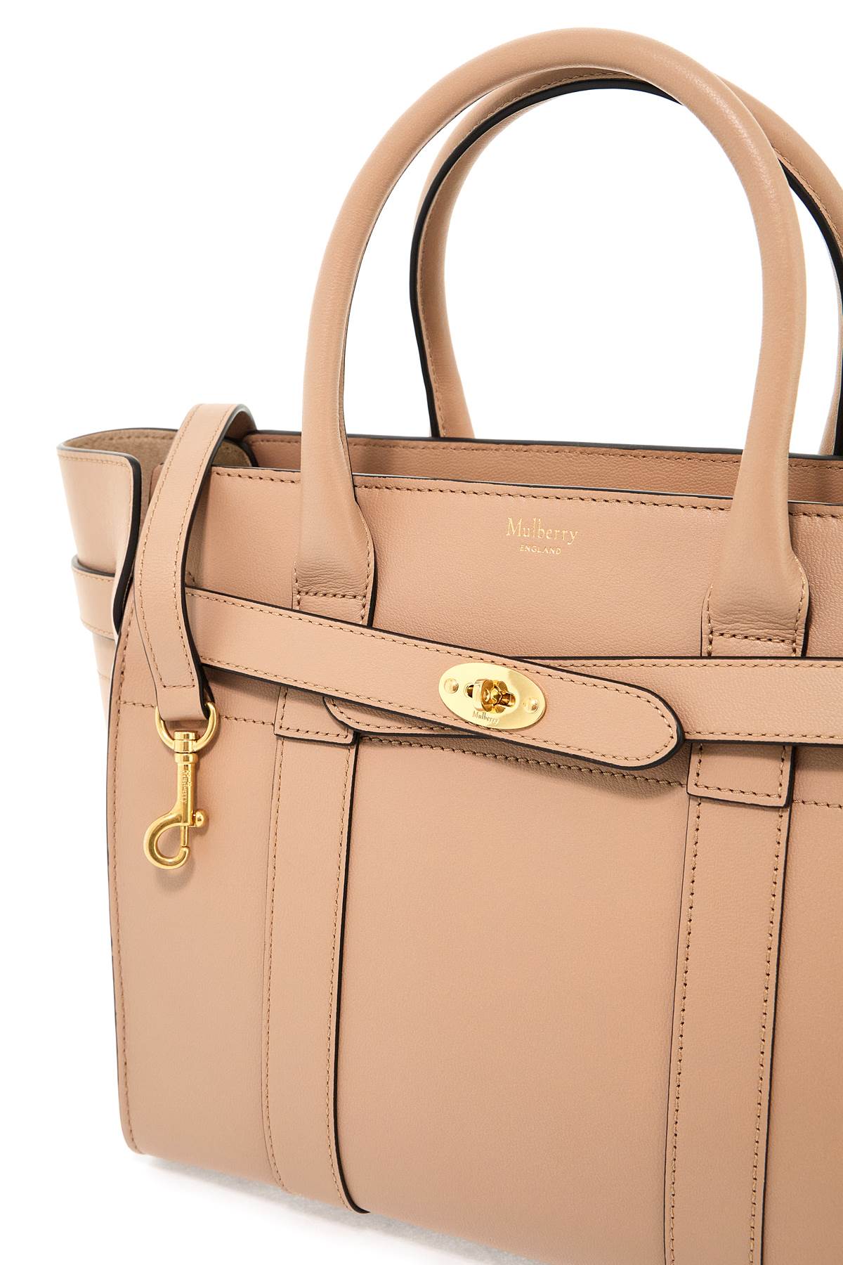 Shop Mulberry Zipped Bayswater Handbag In Beige