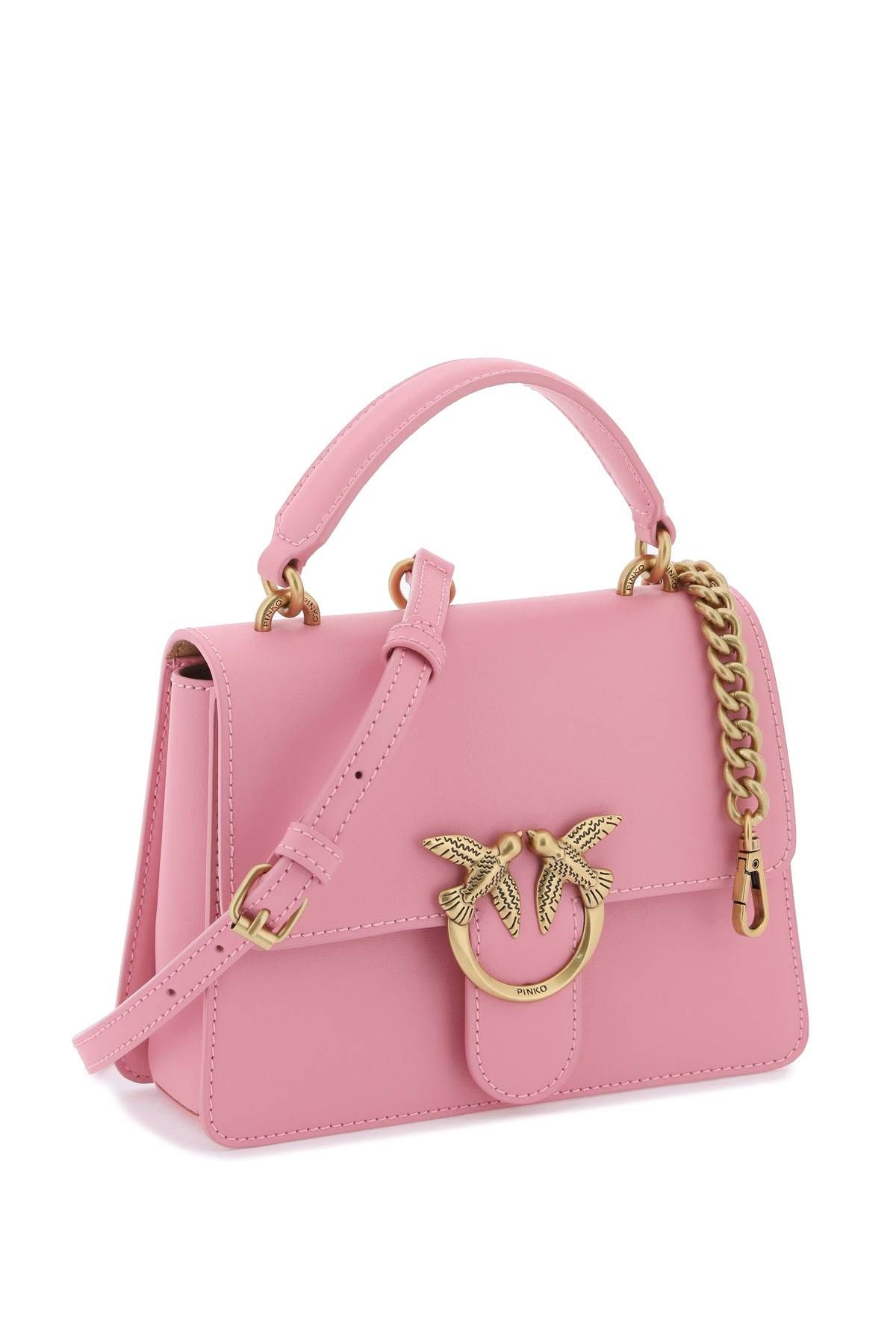 Shop Pinko Love One Top Handle Mini Light Bag In Pink