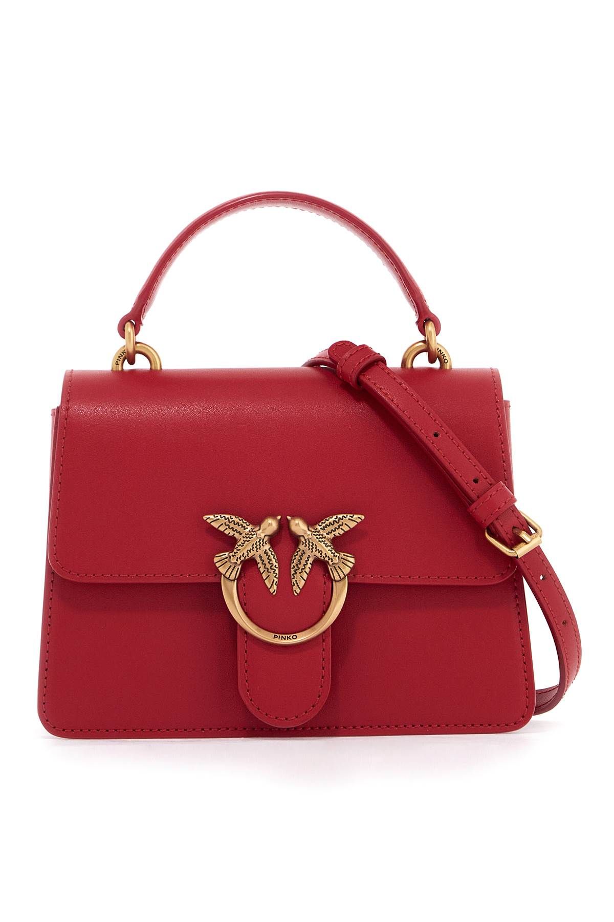 Shop Pinko Love One Top Handle Mini Light Bag In Red