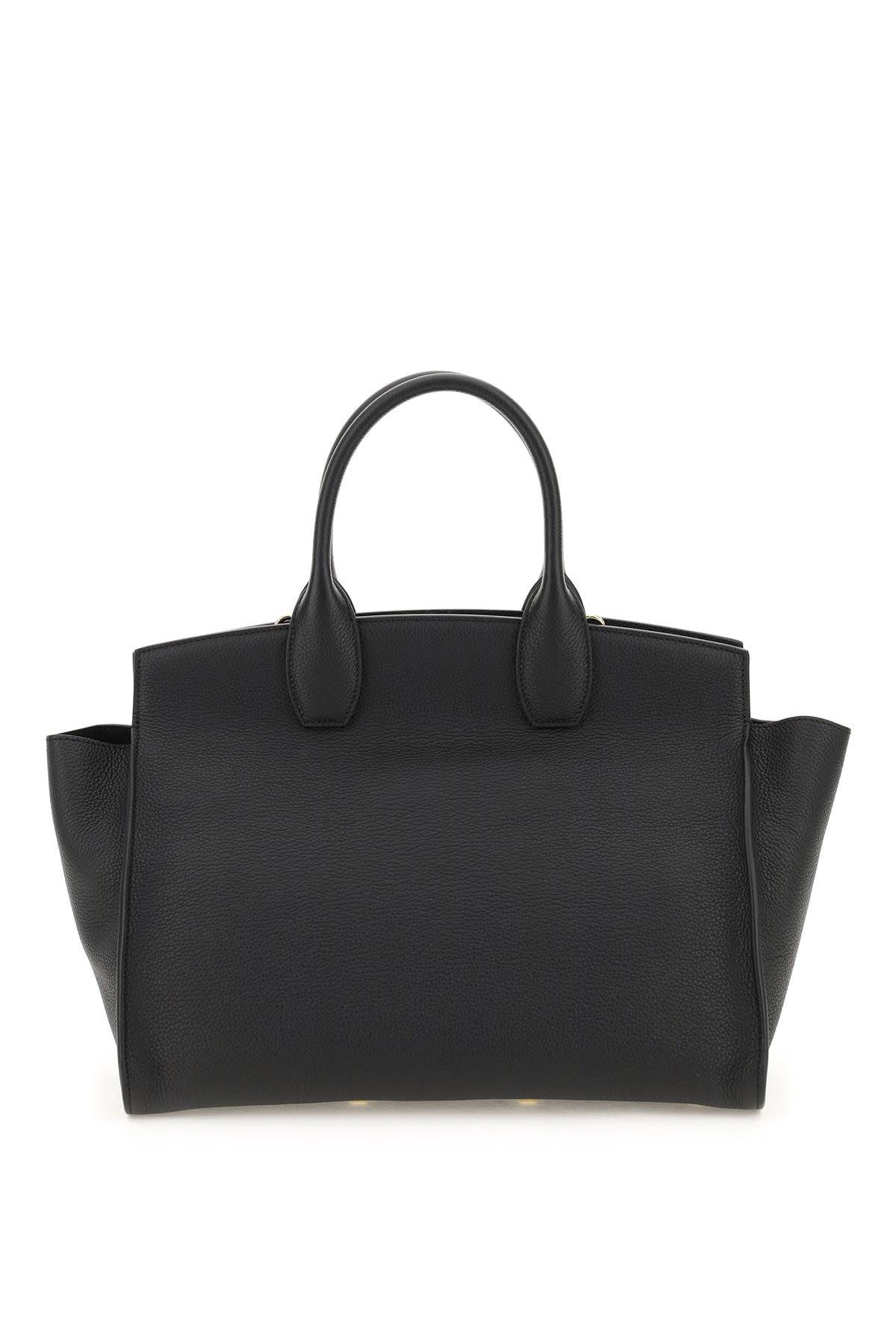 Shop Ferragamo Grained Leather Studio Bag In Black