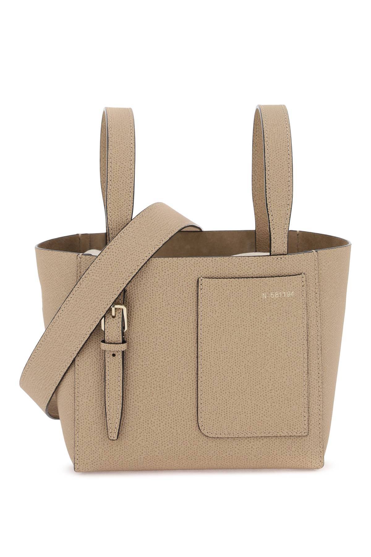 Valextra Soft Micro Bucket Bag In Beige